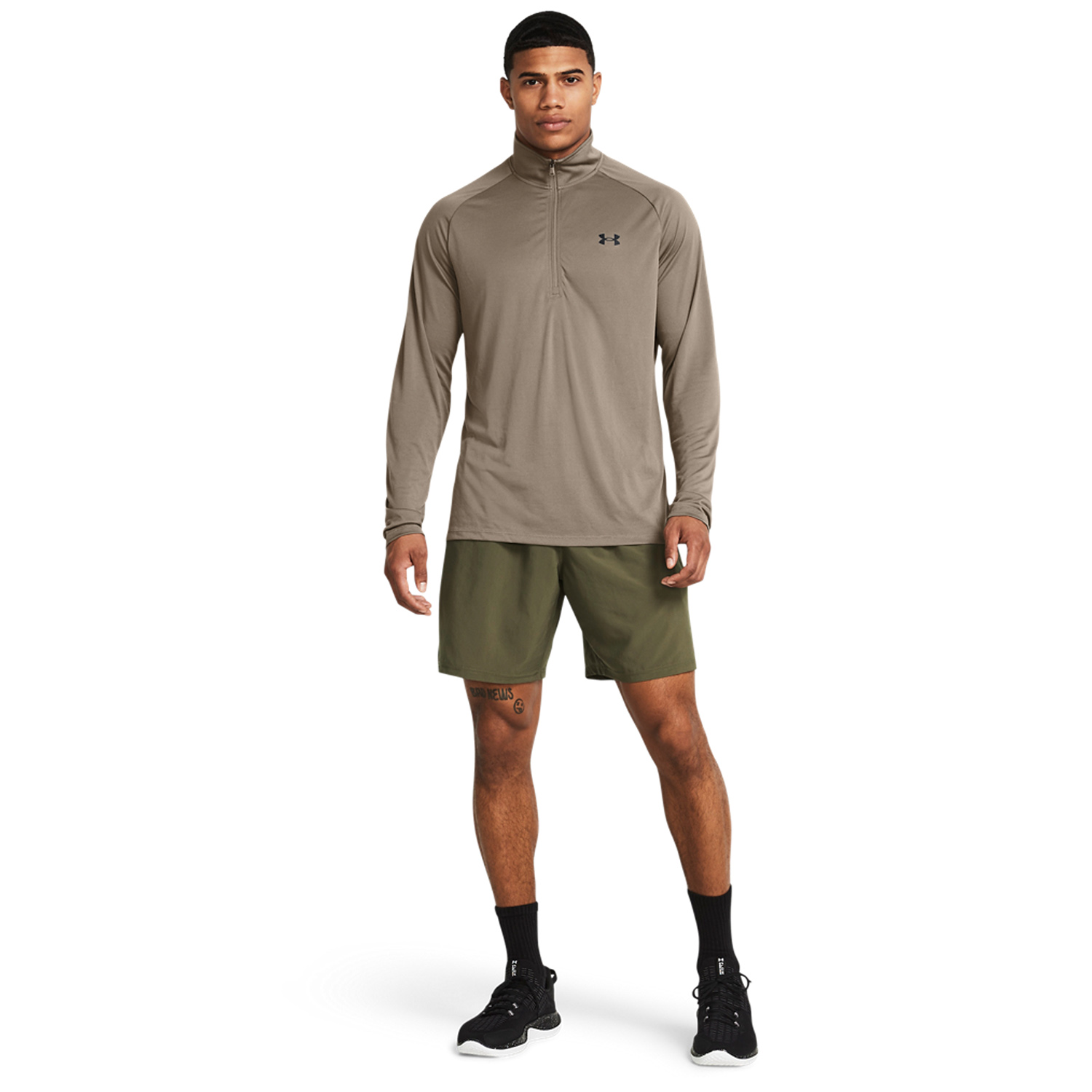 Under Armour Woven Split 9in Shorts - Marine Od Green/Black