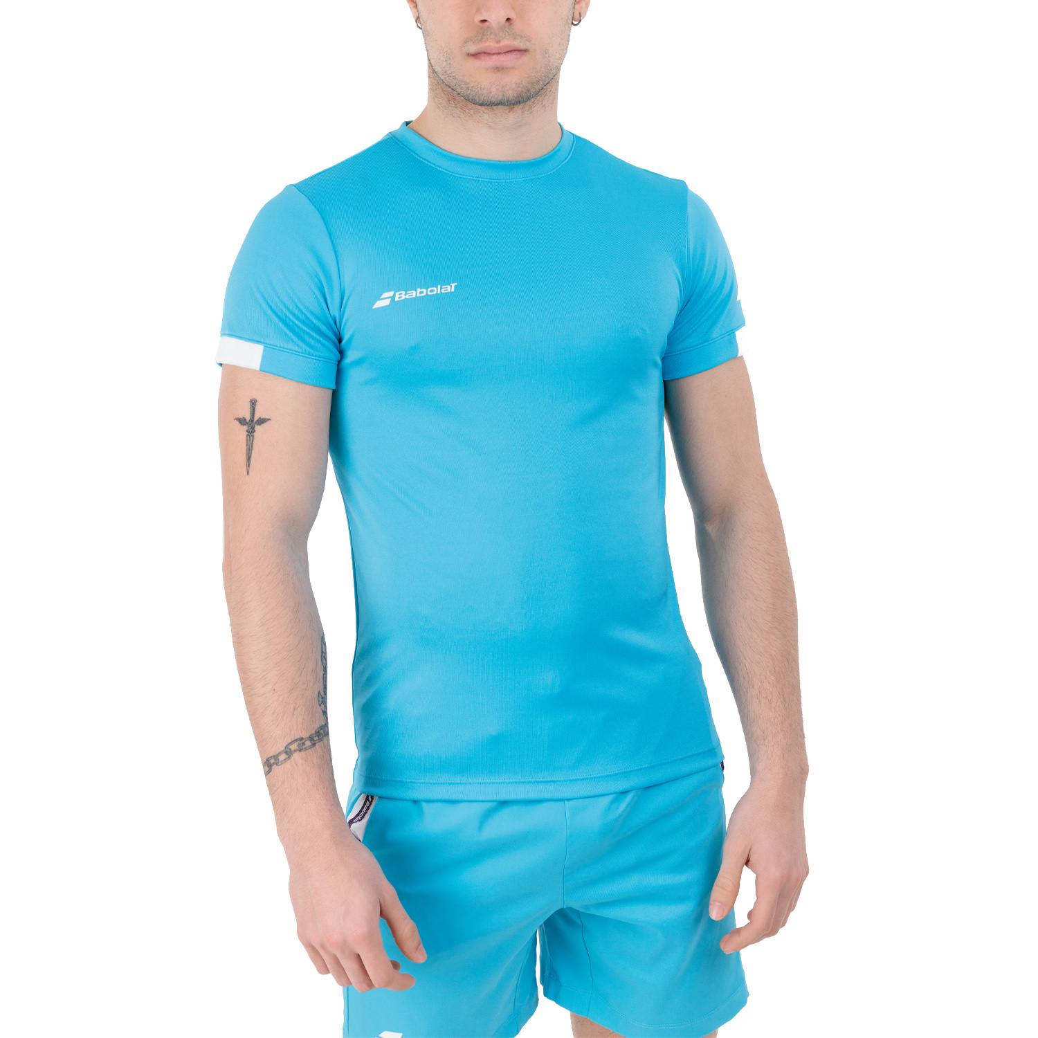 Babolat Play Crew Logo Camiseta - Cyan Blue