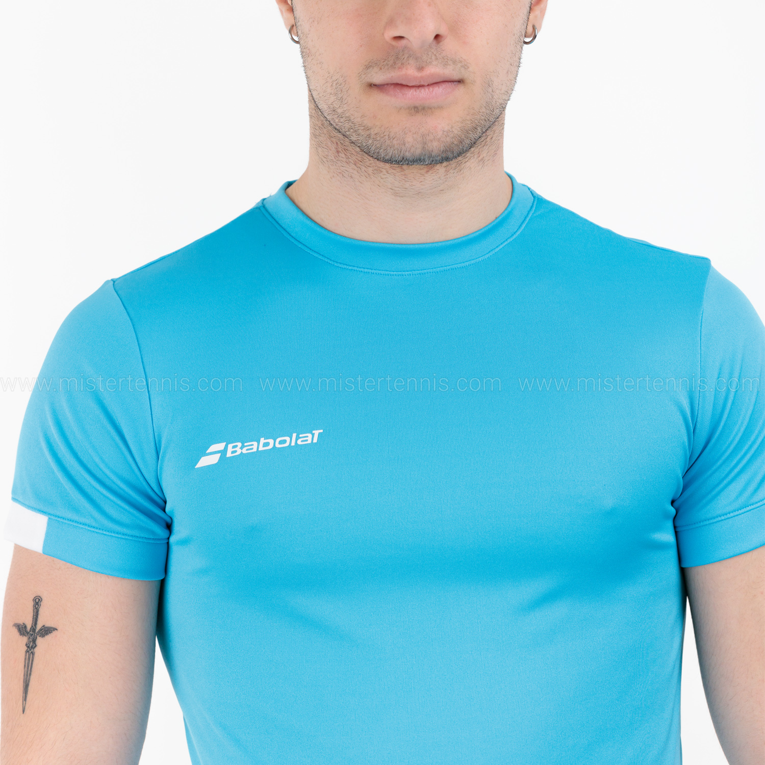 Babolat Play Crew Logo Camiseta - Cyan Blue