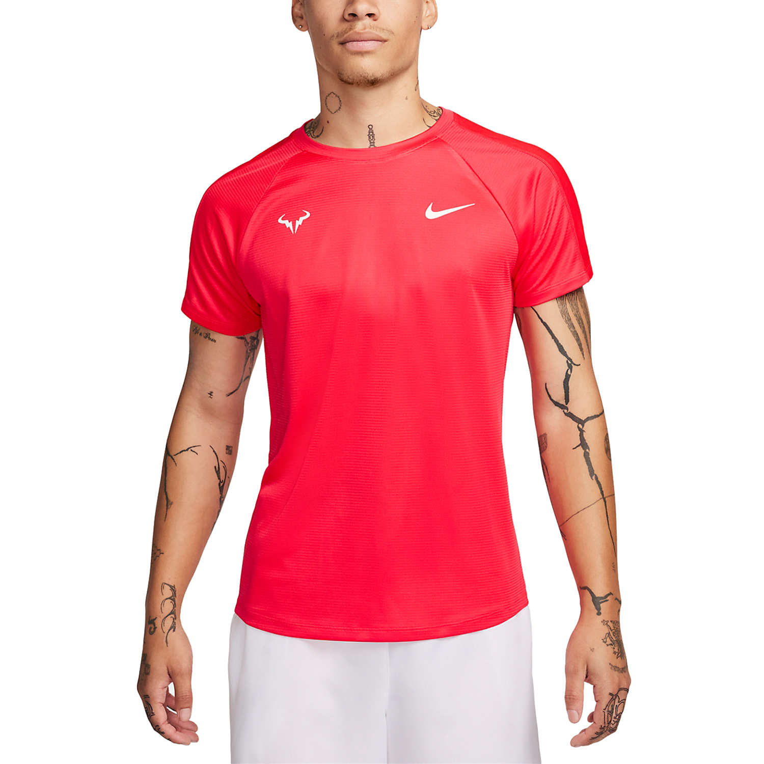 Nike Rafa Challenger Men's Tennis T-Shirt - Siren Red/White
