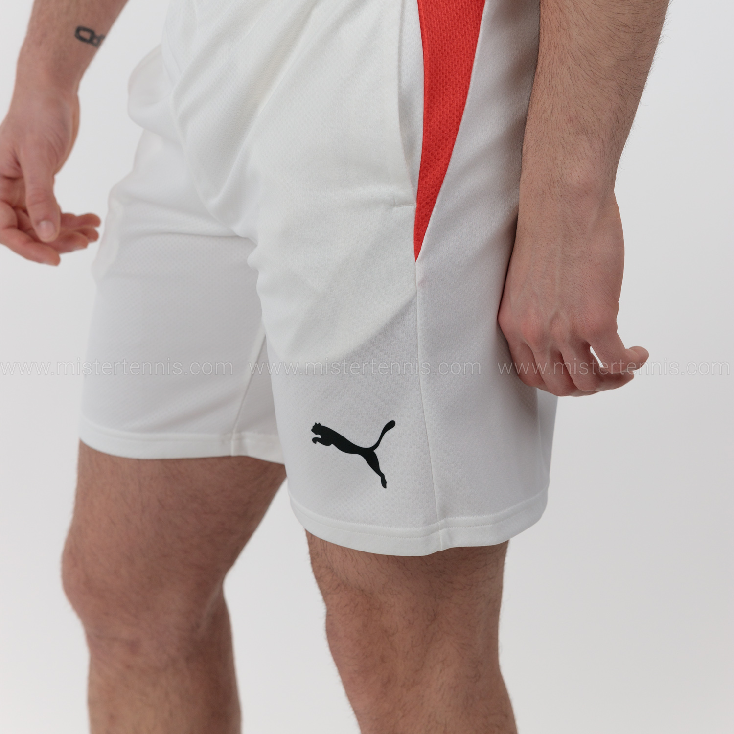 Puma Individual 8in Shorts - White/Active Red