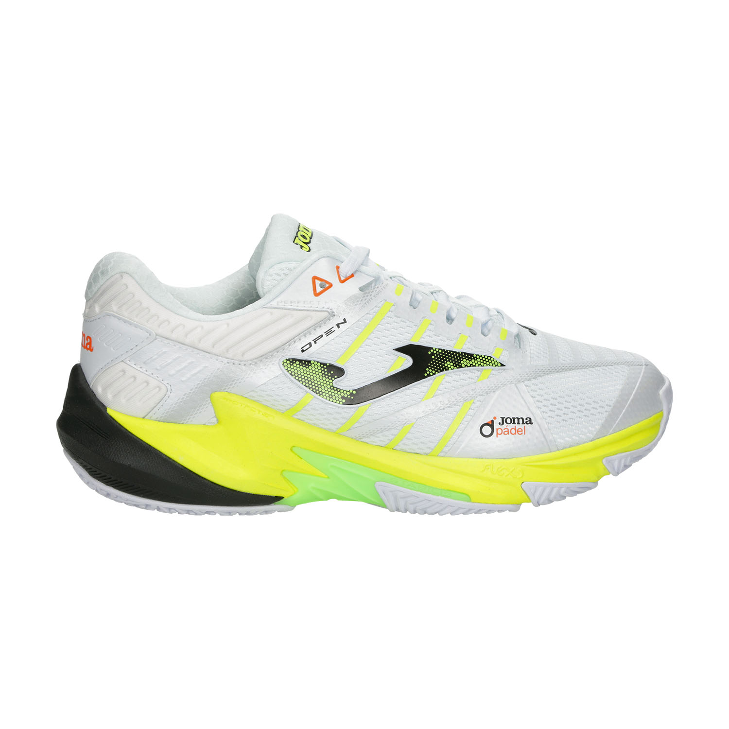 Joma Open Men's Padel Shoes - White/Lemon Fluor