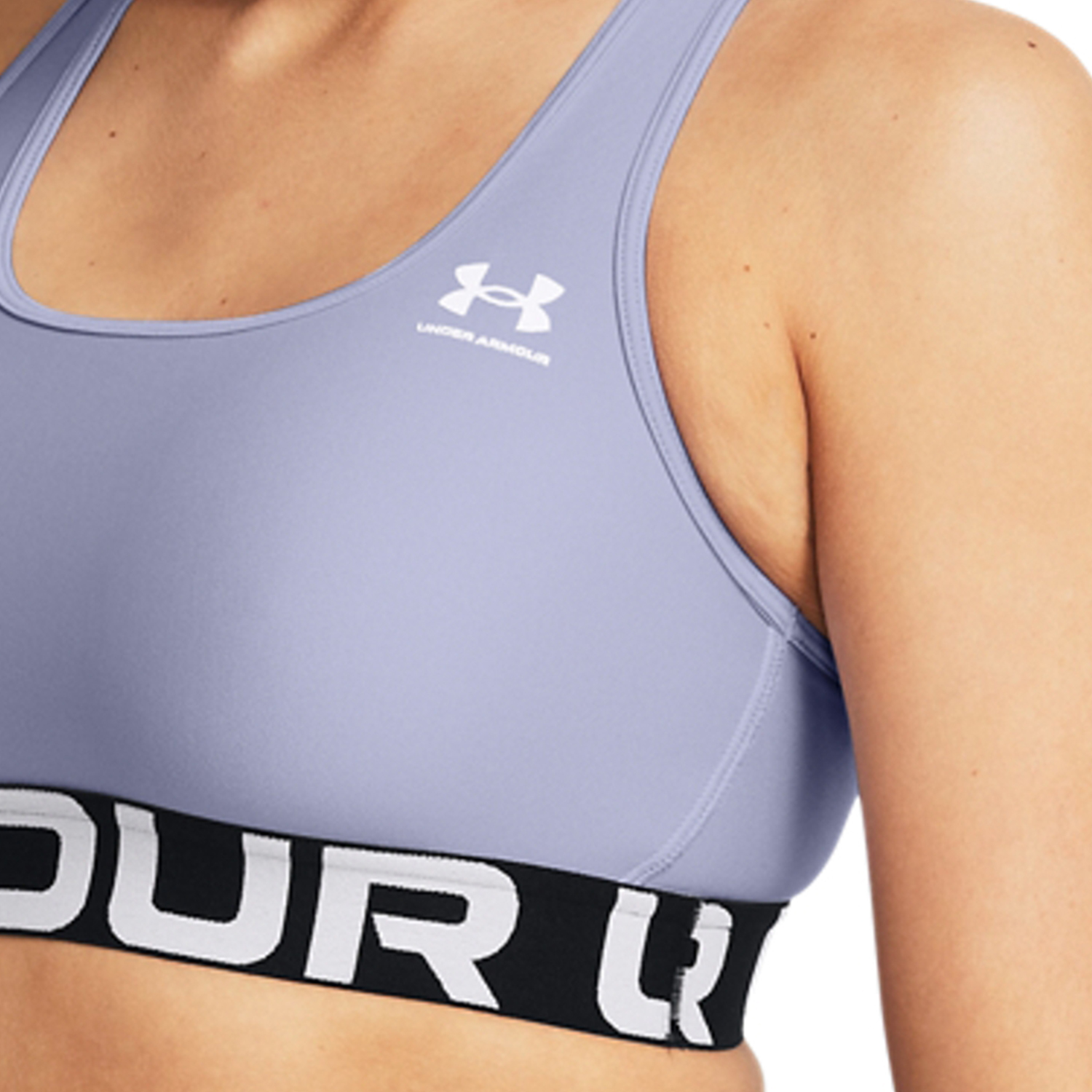 Under Armour HeatGear Authentics Mid Reggiseno Sportivo - Celeste/White