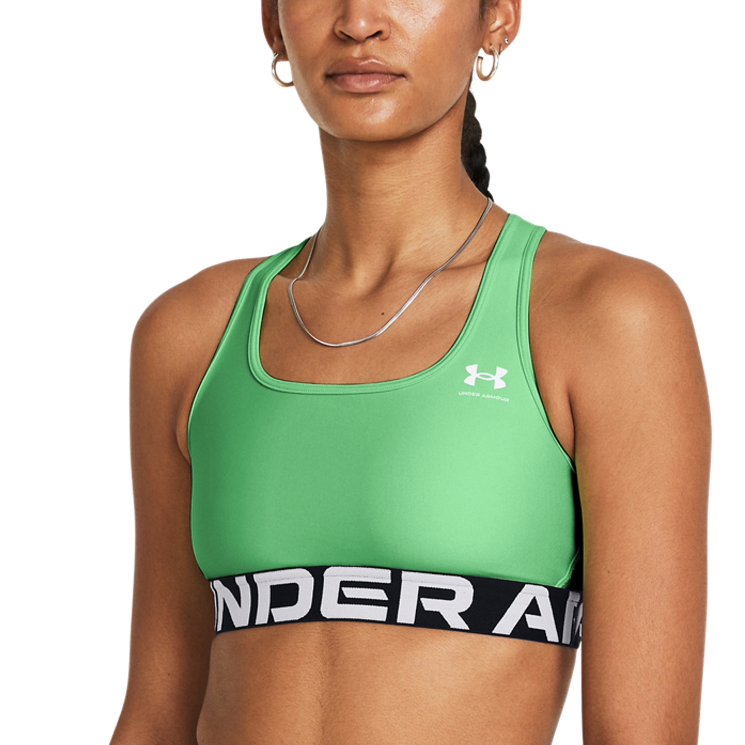 Under Armour HeatGear Authentics Mid Sports Bra - Matrix Green/White 444