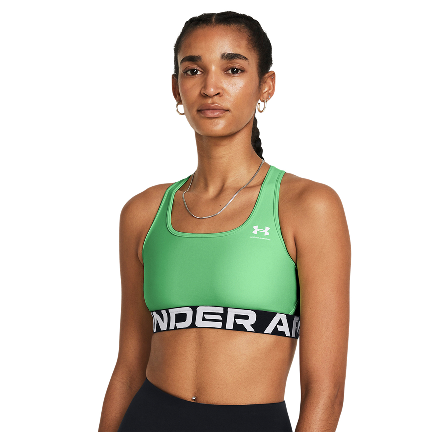 Under Armour HeatGear Authentics Mid Sports Bra - Matrix Green/White 444