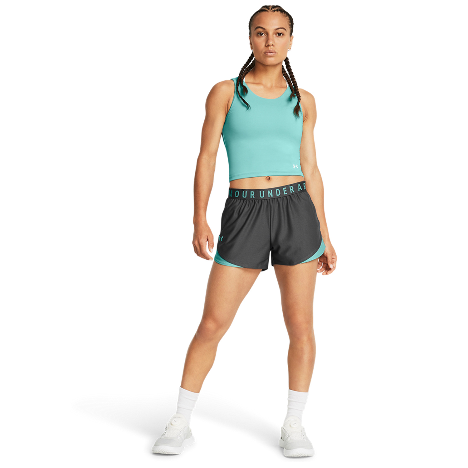 Under Armour Play Up 3.0 3in Shorts - Castlerock/Radial Turquoise