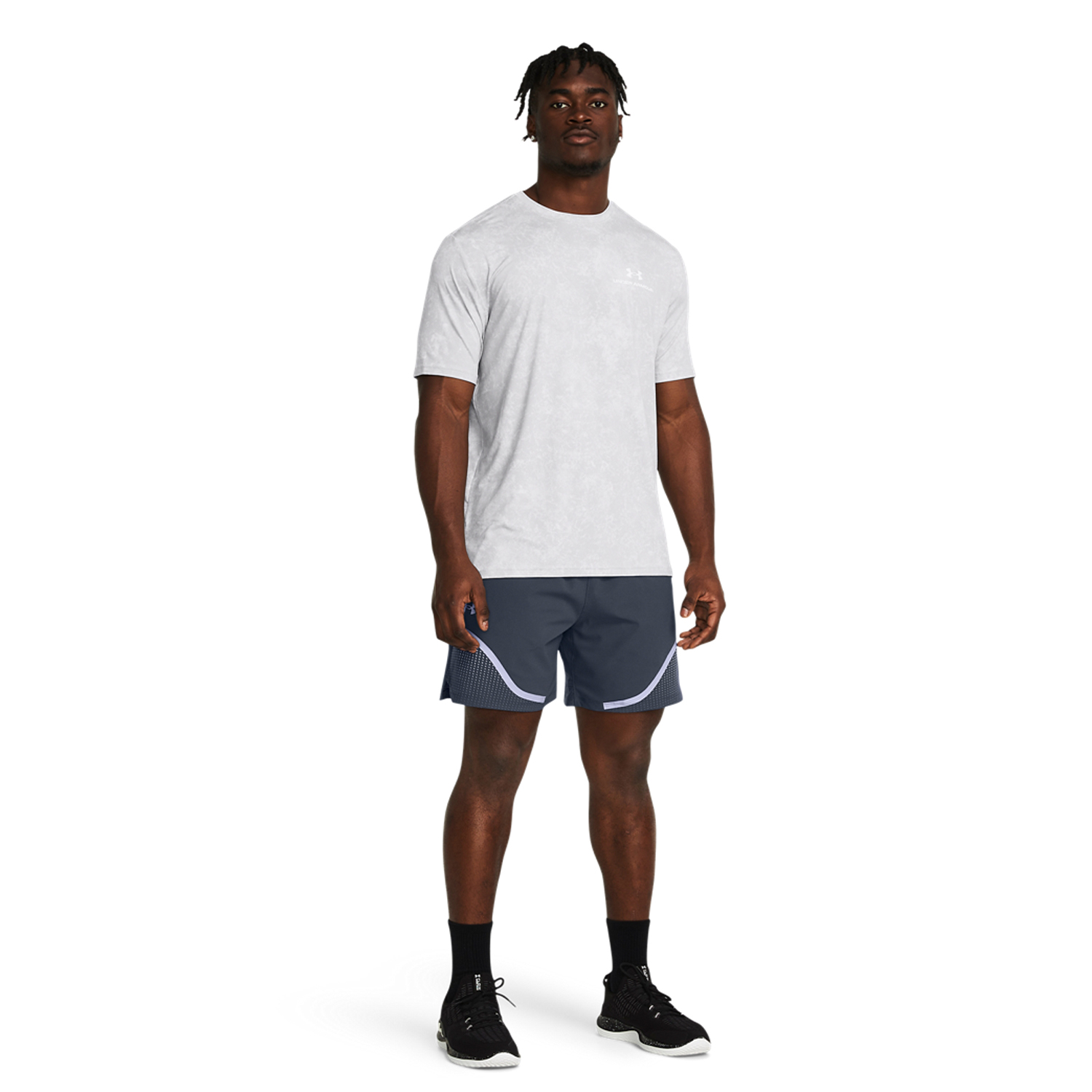 Under Armour Vanish Woven Graphic 6in Shorts - Downpour Gray/Celeste