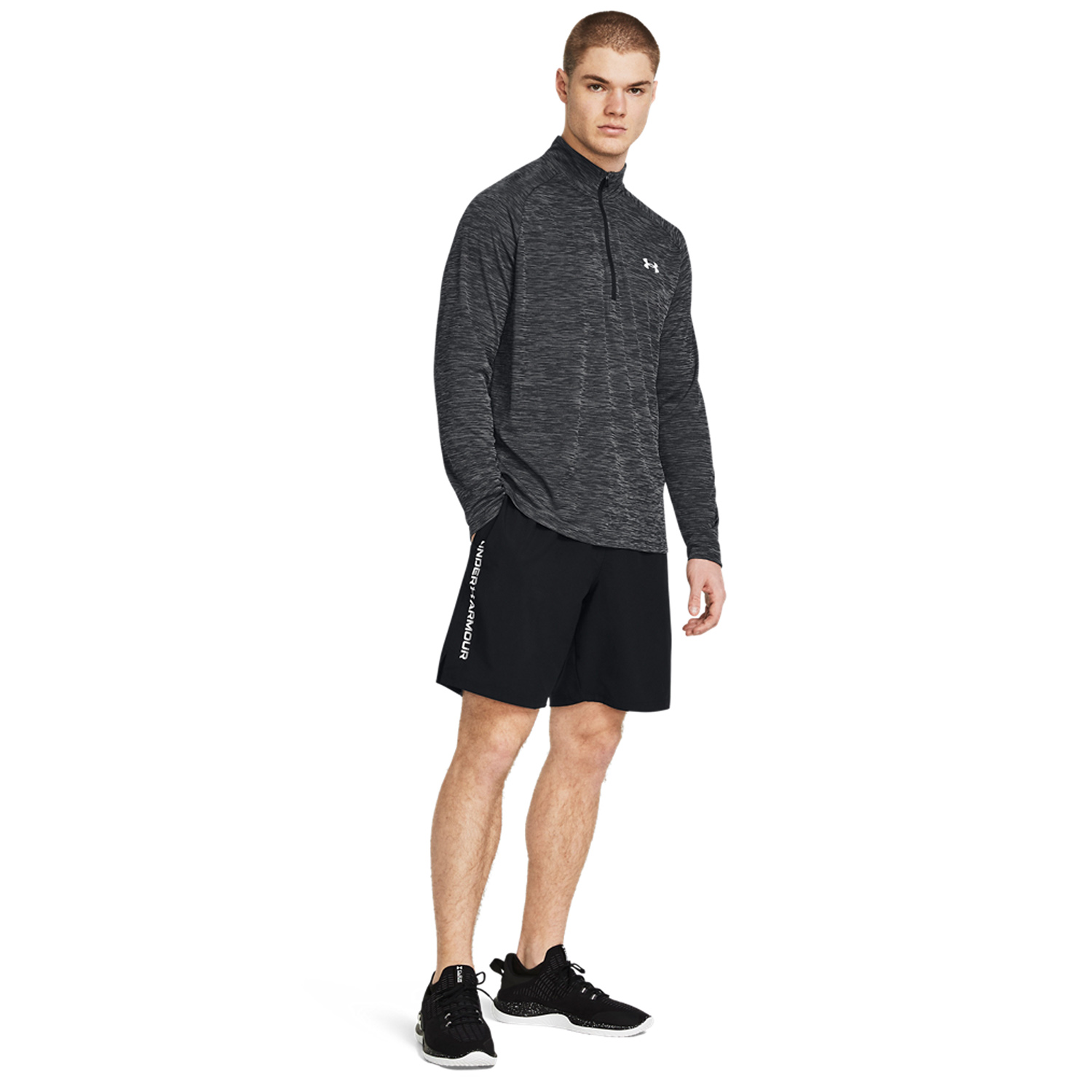 Under Armour Woven Split 9in Shorts - Black/White