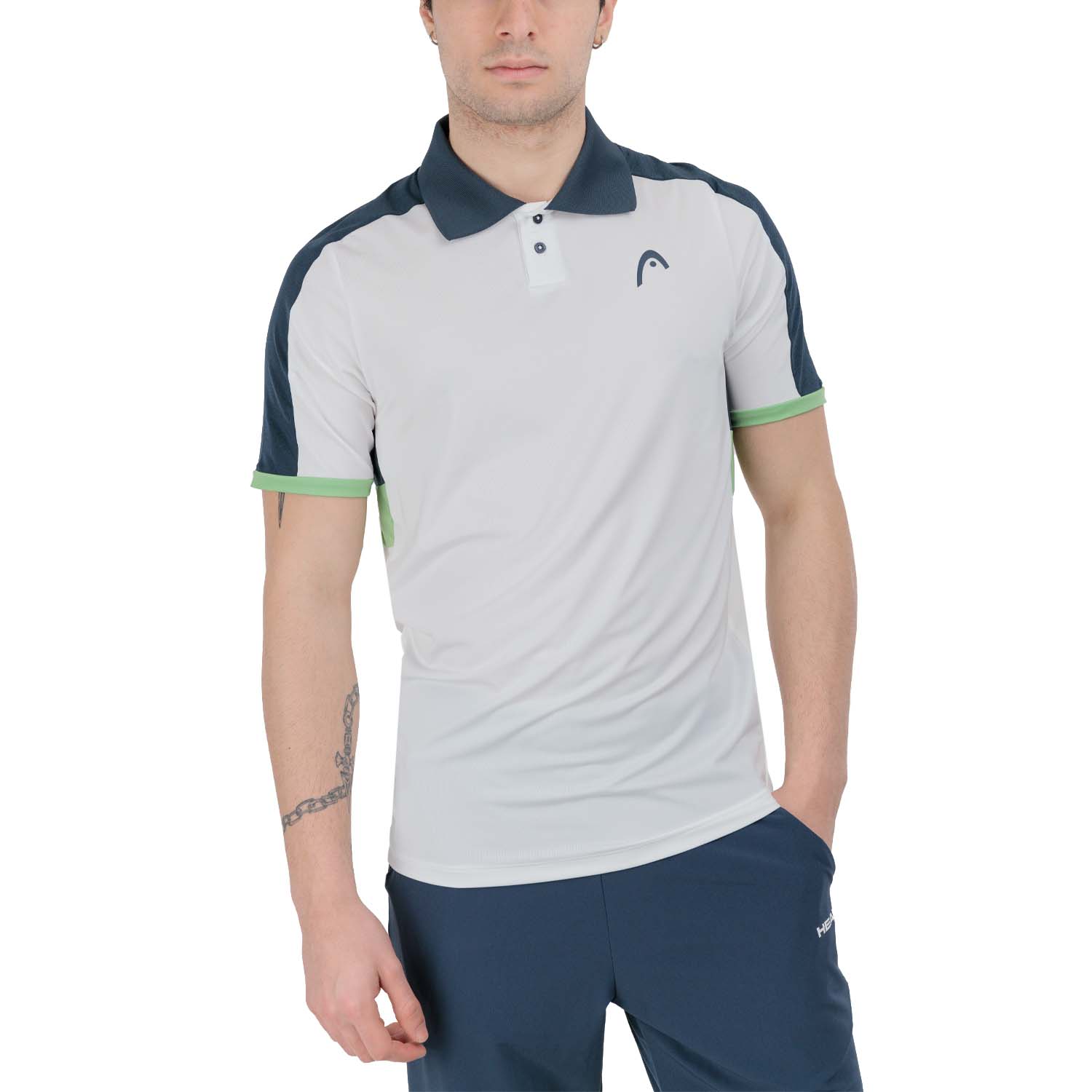 Head Play Tech Polo - White/Celery Green