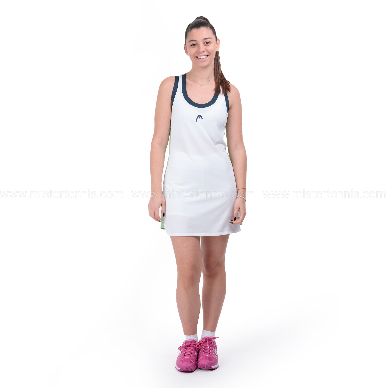 Head Play Tech Dress - White/Celery Green