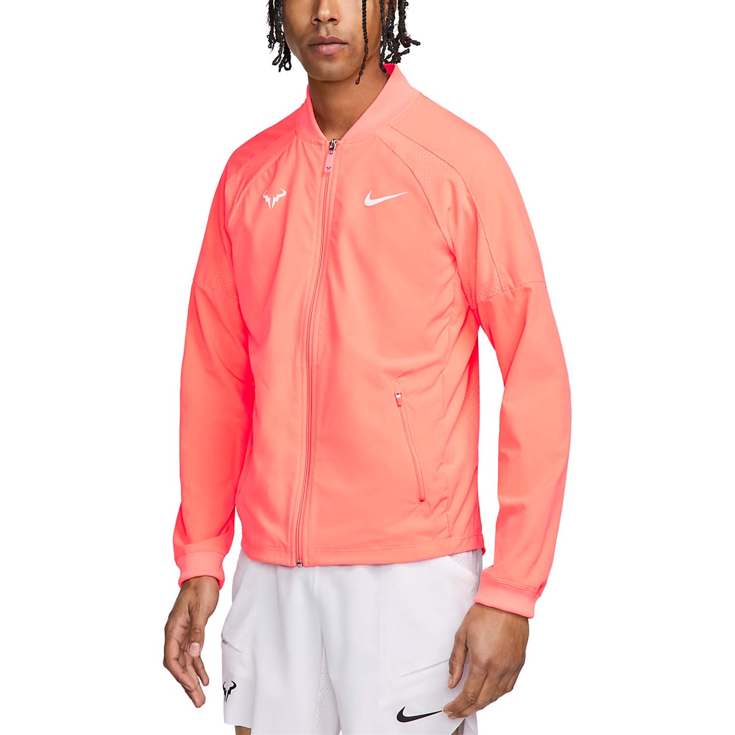 Nike Dri-FIT Rafa Men's Tennis Jacket - Bright Mango/White Nike Dri-FIT Rafa Men's Tennis Jacket - Bright Mango/White