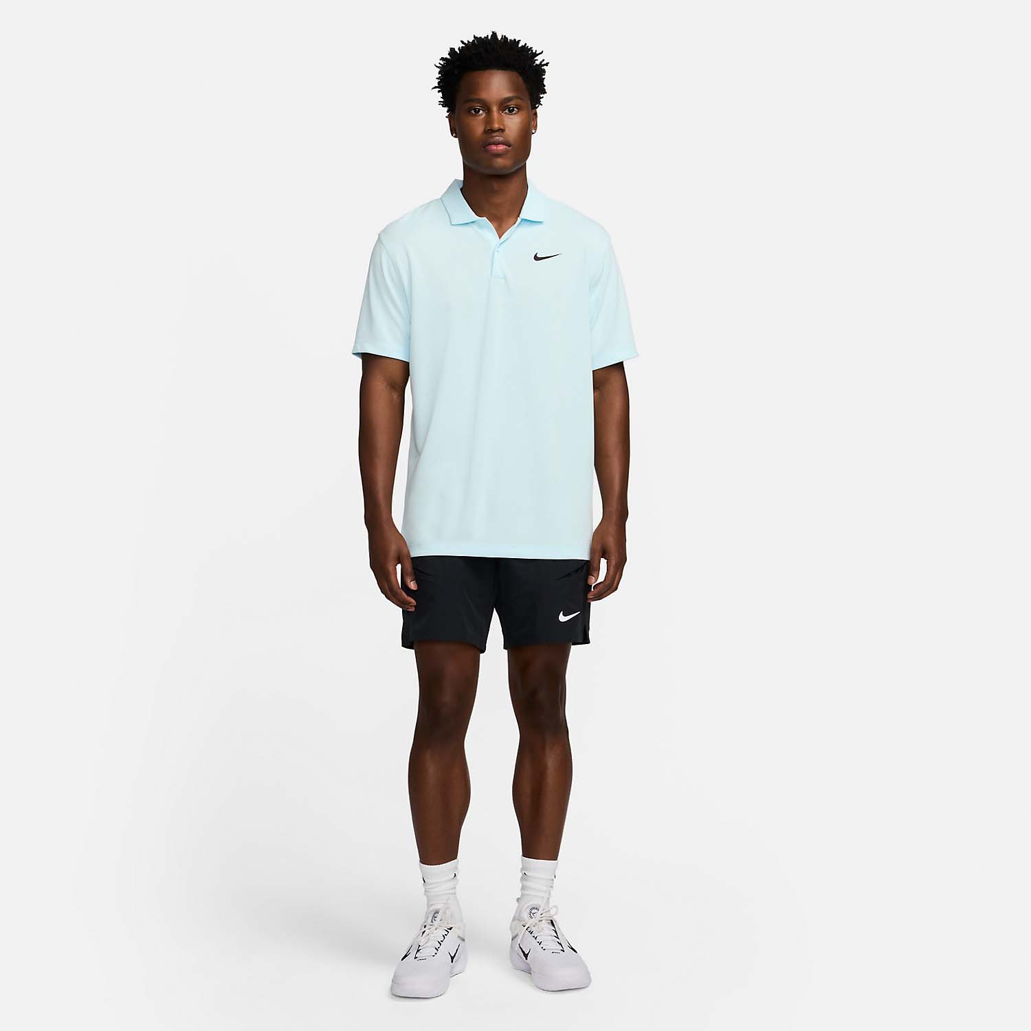 Nike Dri-FIT Solid Logo Polo - Glacier Blue/Black