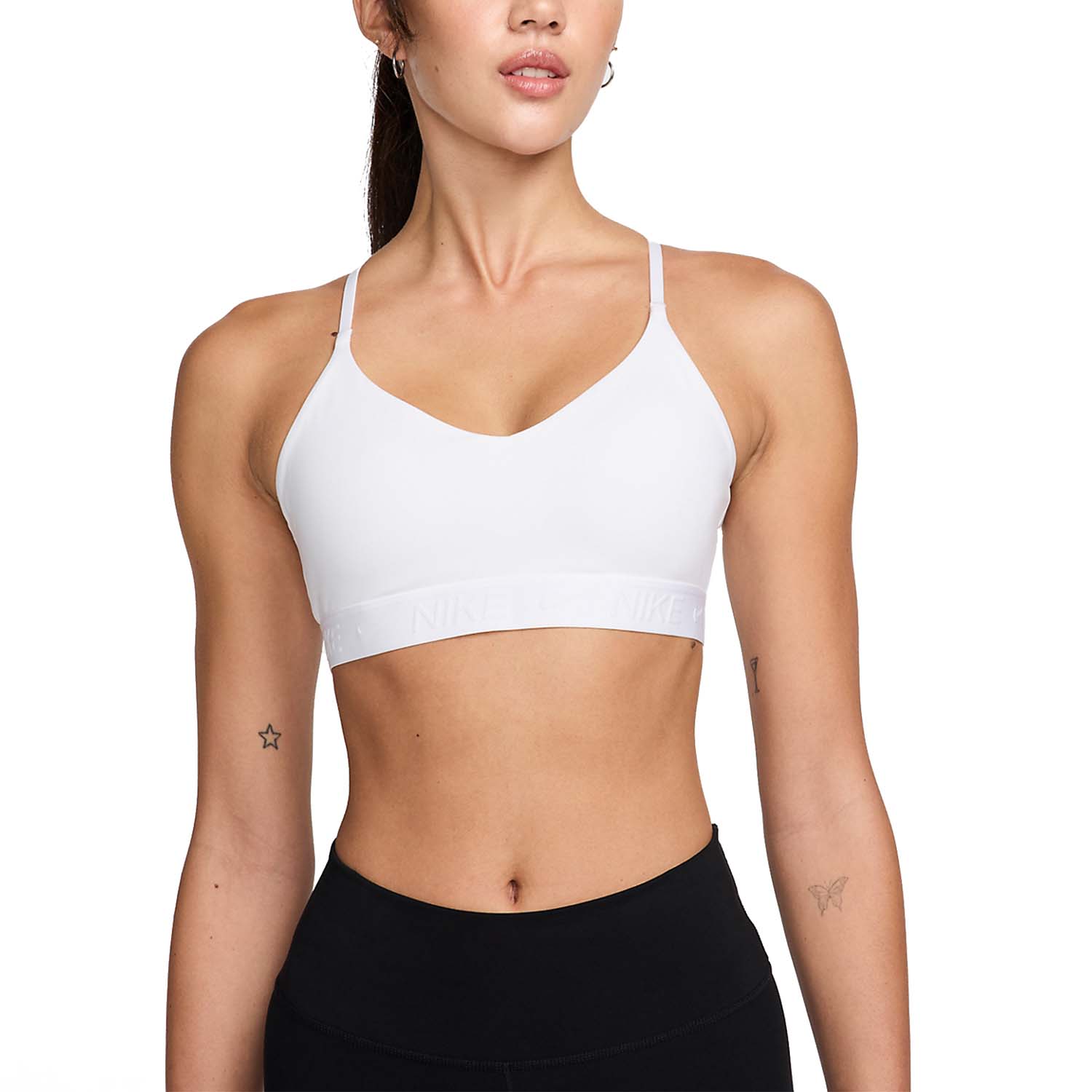 Nike Indy Swoosh Sports Bra - White/Stone Mauve