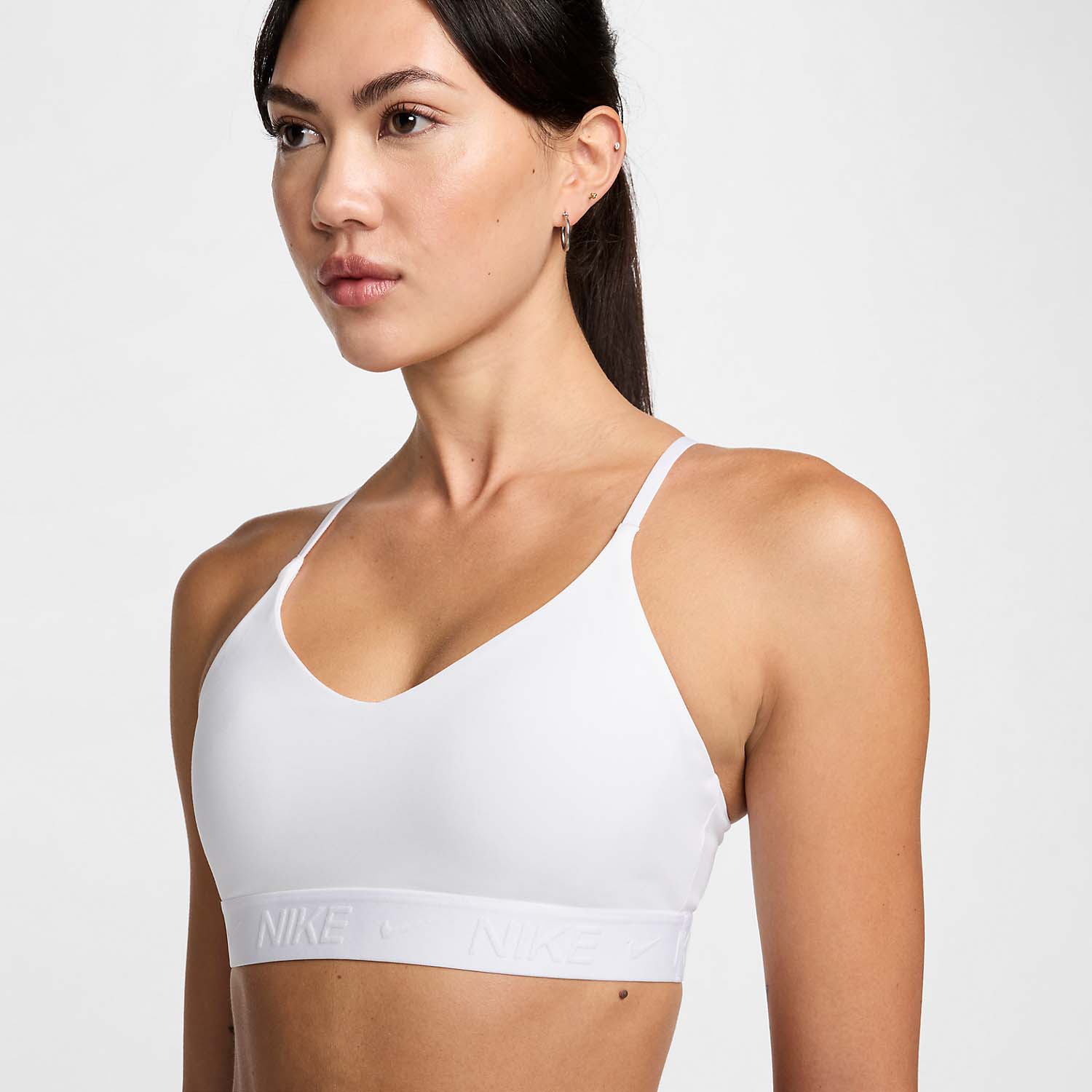 Nike Indy Swoosh Sports Bra - White/Stone Mauve