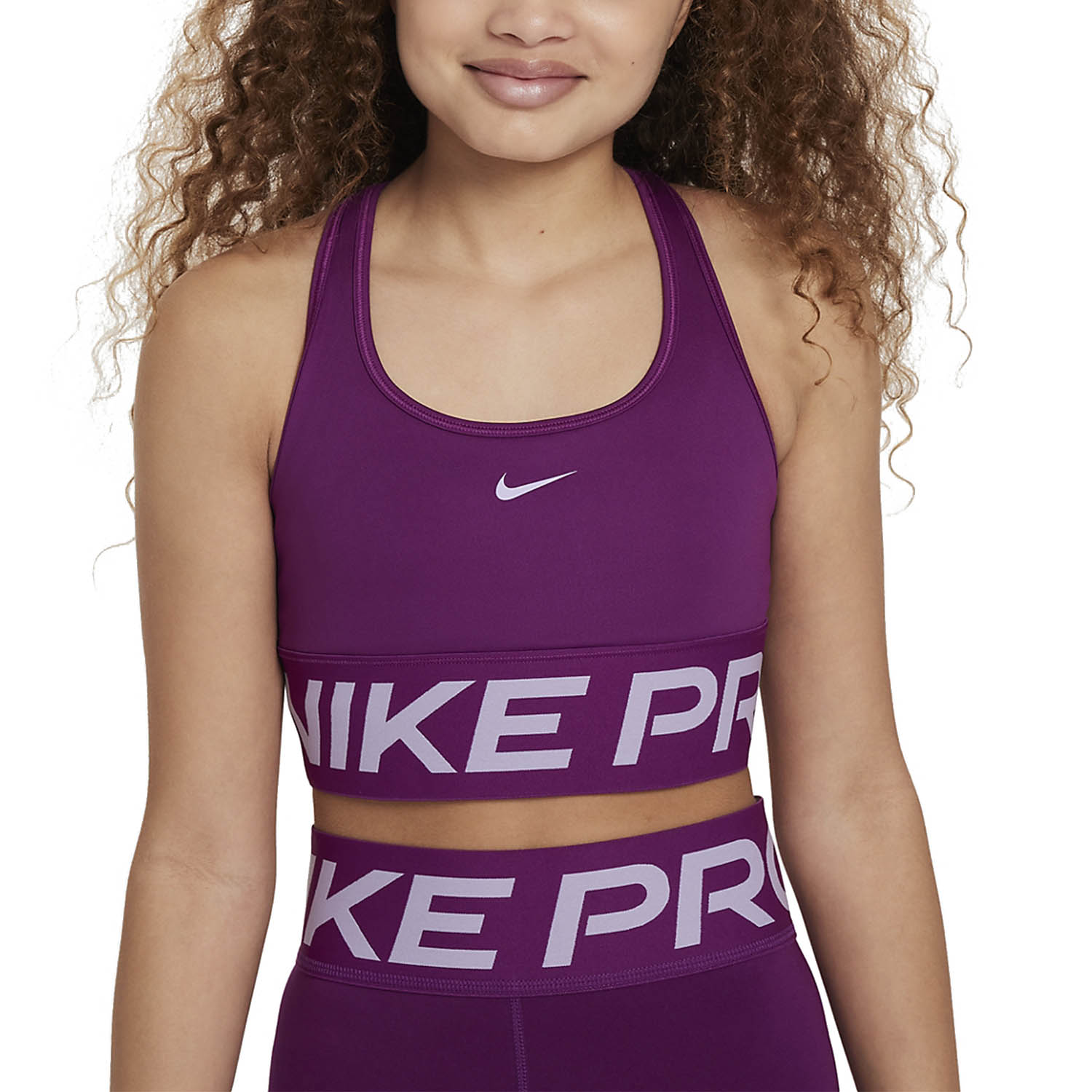 Nike Pro Swoosh Girl's Training Sports Bra - Viotech/Hydrangeas