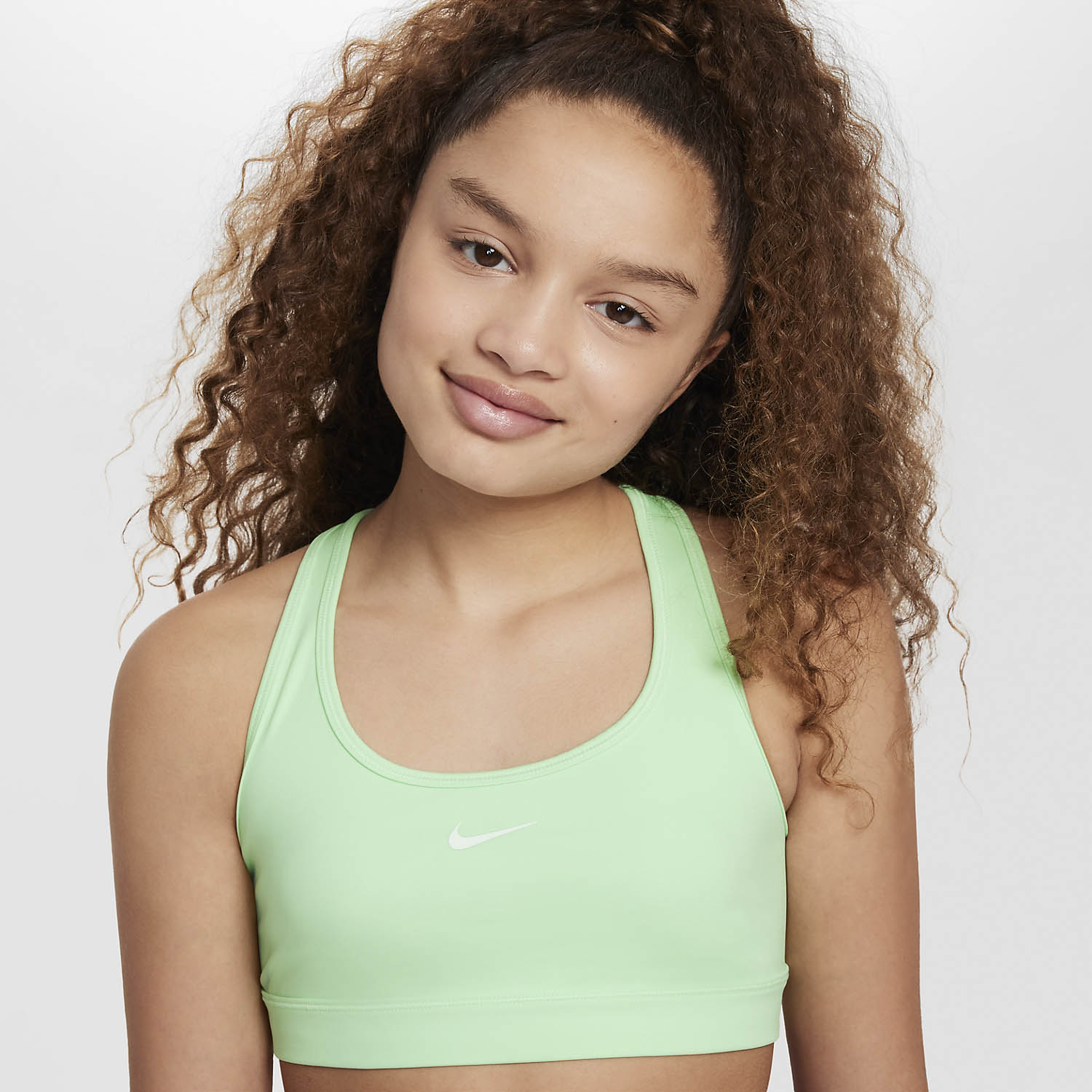 Nike Swoosh Logo Sports Bra Girl - Vapor Green/White