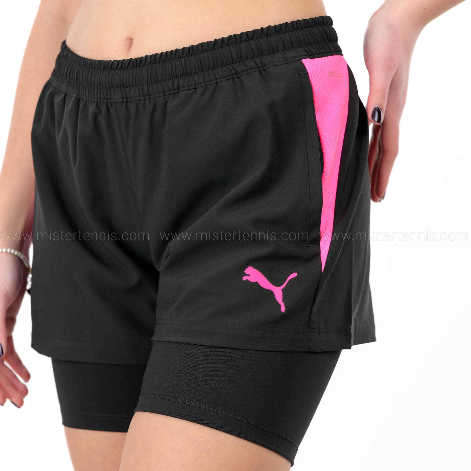 Puma Individual 2 in 1 3in Pantaloncini - Black/Poison Pink