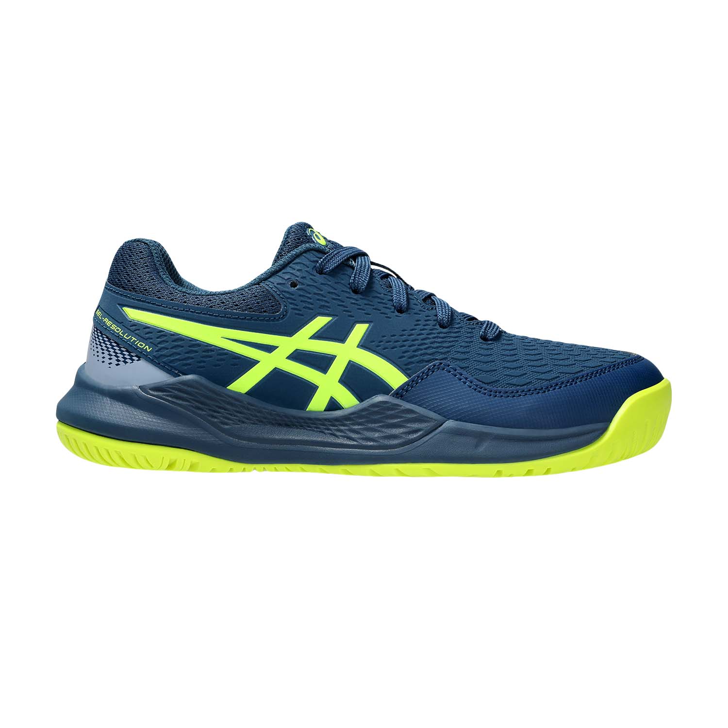 genjirou 　GELTEX® Quantum Touch 240 Asics Gel Resolution 9 GS Junior's Tennis Shoes Mako Blue/Yellow
