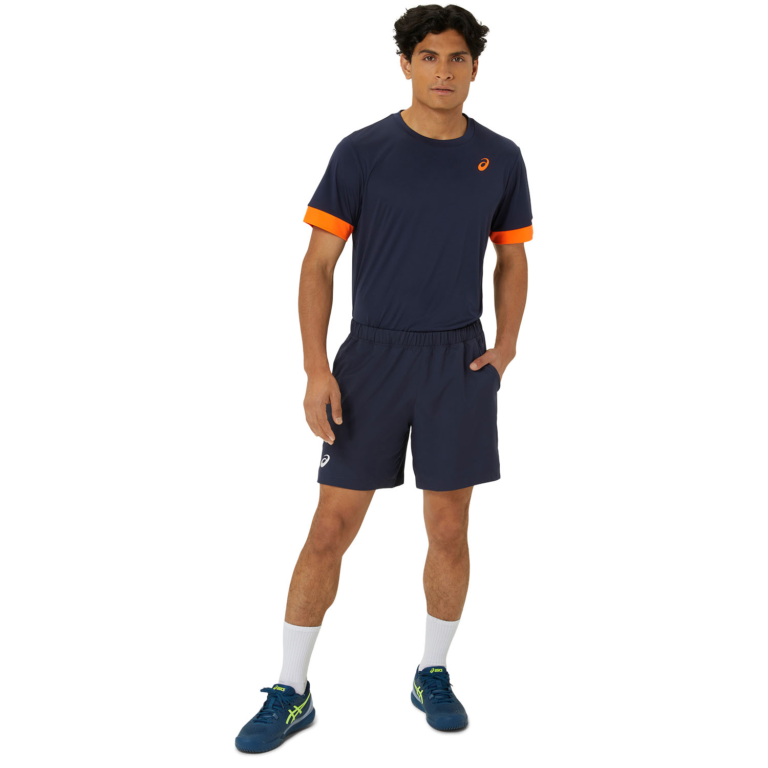 Asics Court T-Shirt - Midnight/Shocking Orange