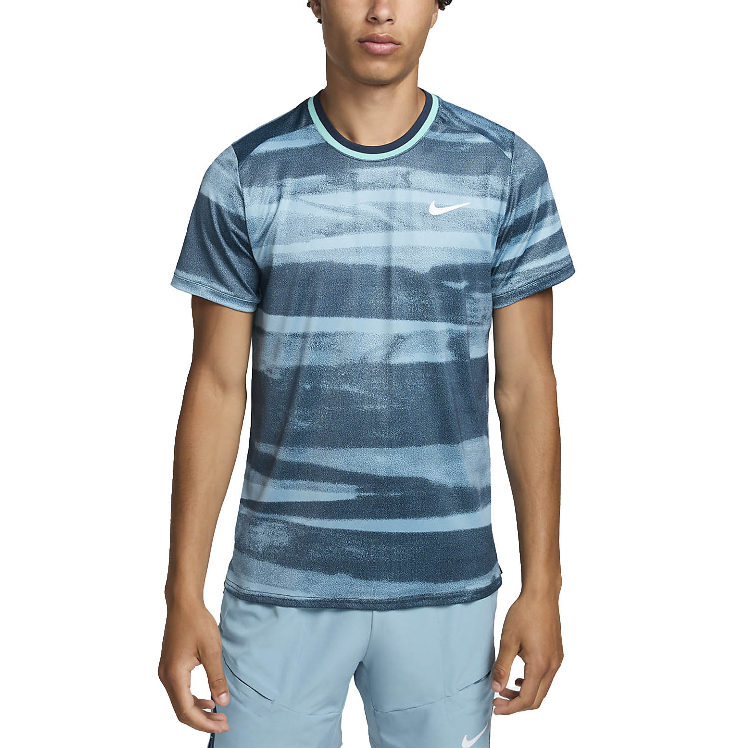 Nike Court Advantage Print Men's Tennis T-Shirt Denim Turquoise