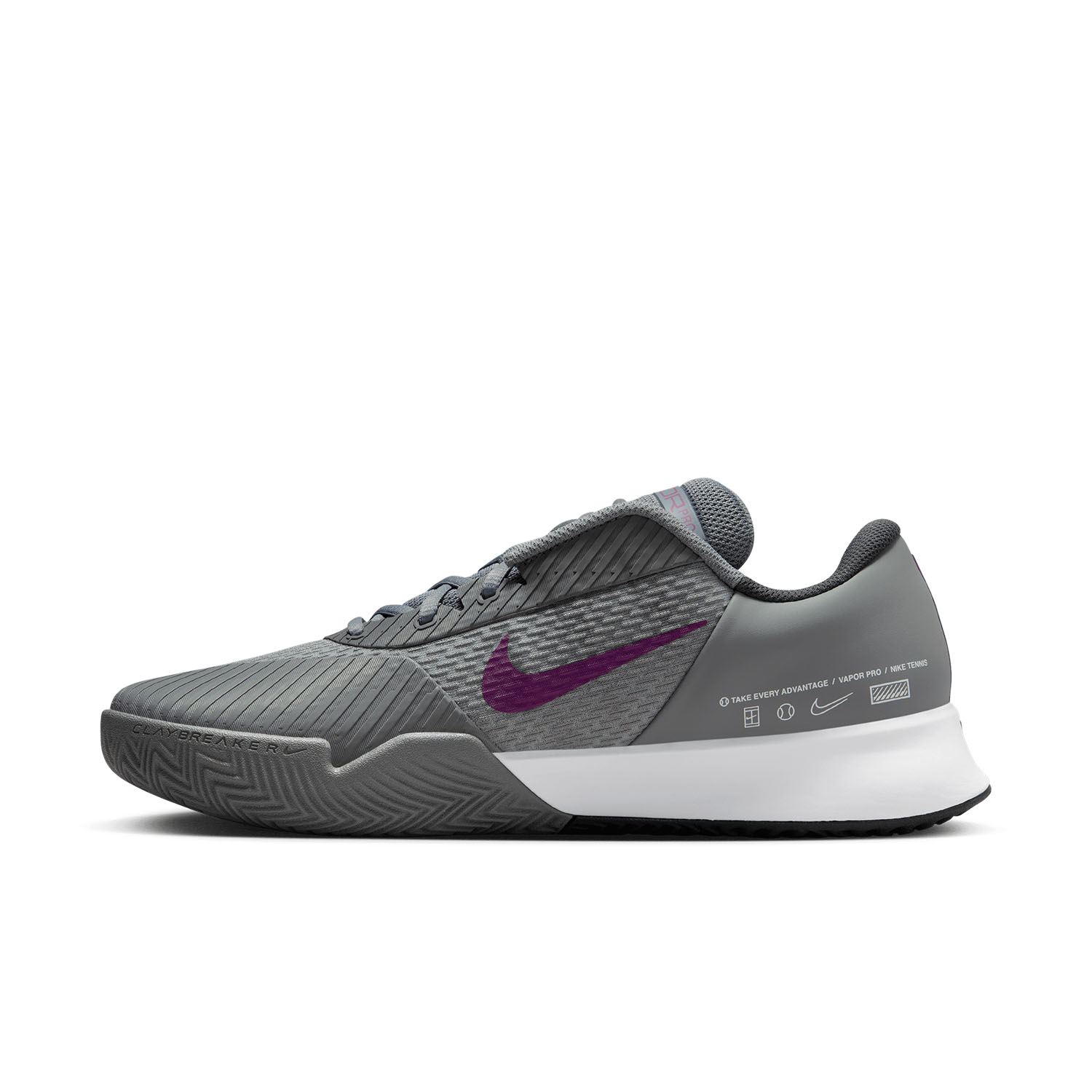 Nike Court Zoom Vapor Pro 2 Clay Men's Tennis Shoes Smoke Grey Nike Court Zoom Vapor Pro 2 Clay Men's Tennis Shoes Smoke Grey