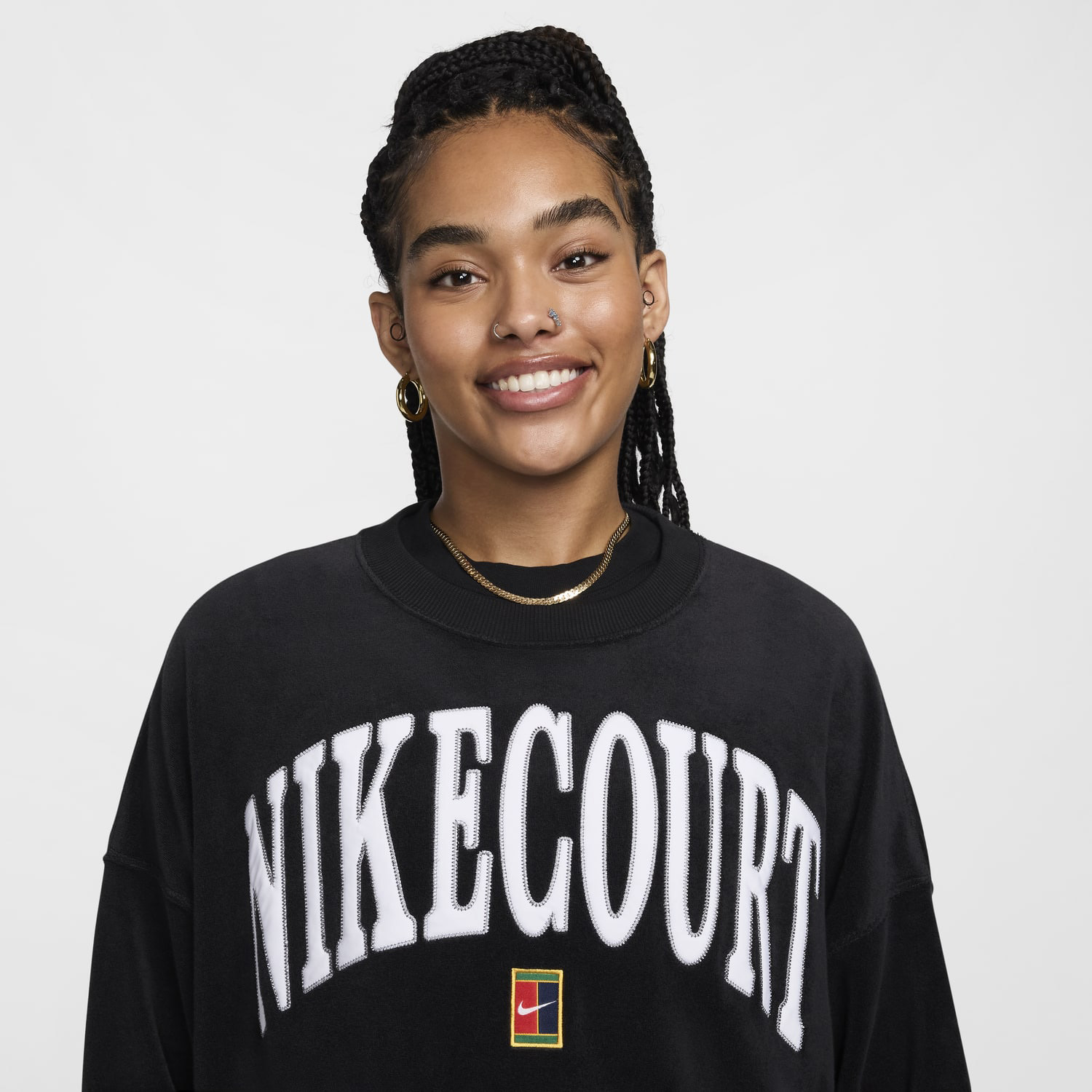 Nike Court Heritage Sweatshirt - Black/Flat Pewter/White