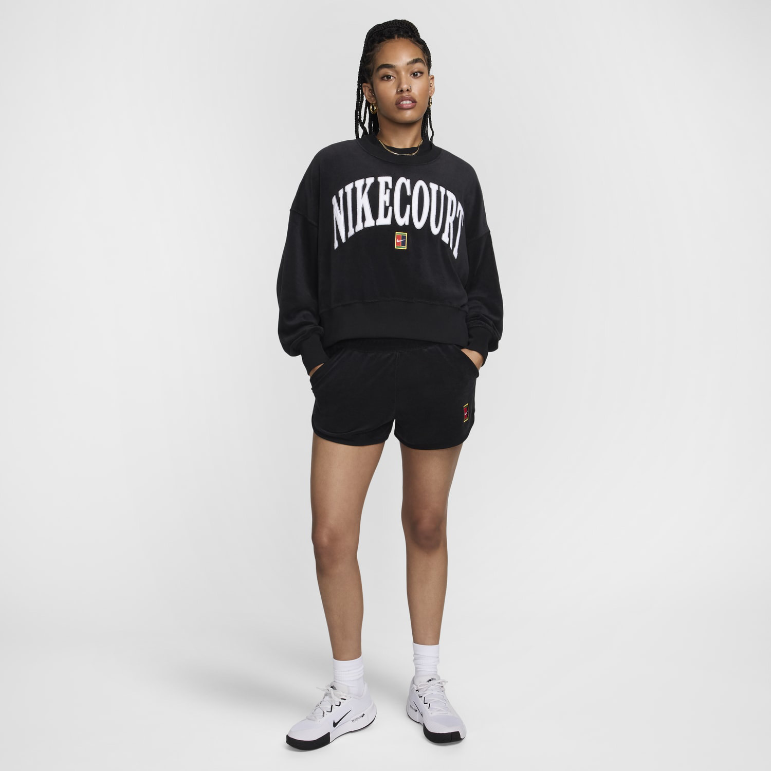 Nike Court Heritage Sweatshirt - Black/Flat Pewter/White