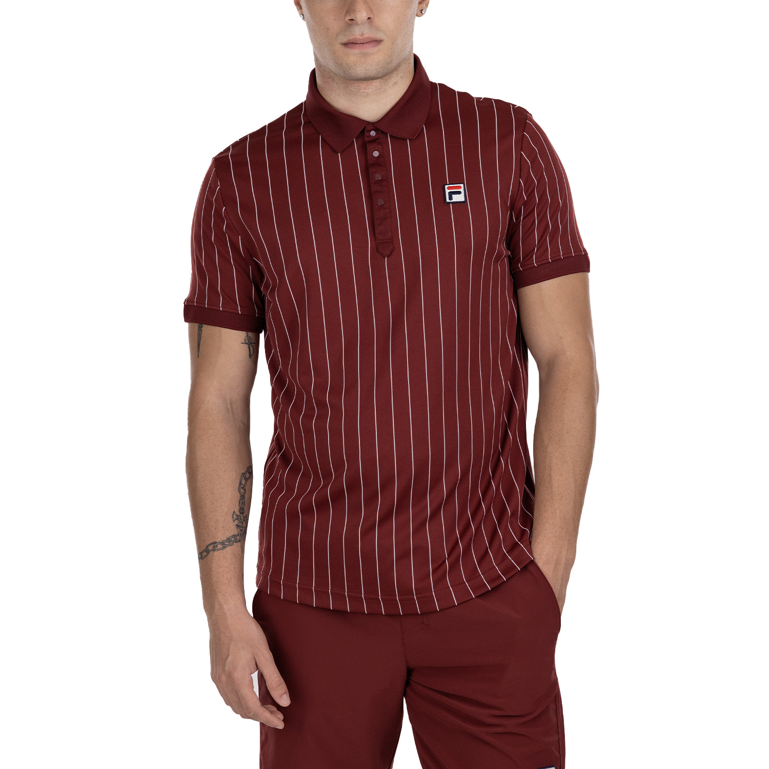 Fila Stripes Bjorn Polo - Cabernet/White Alyssum