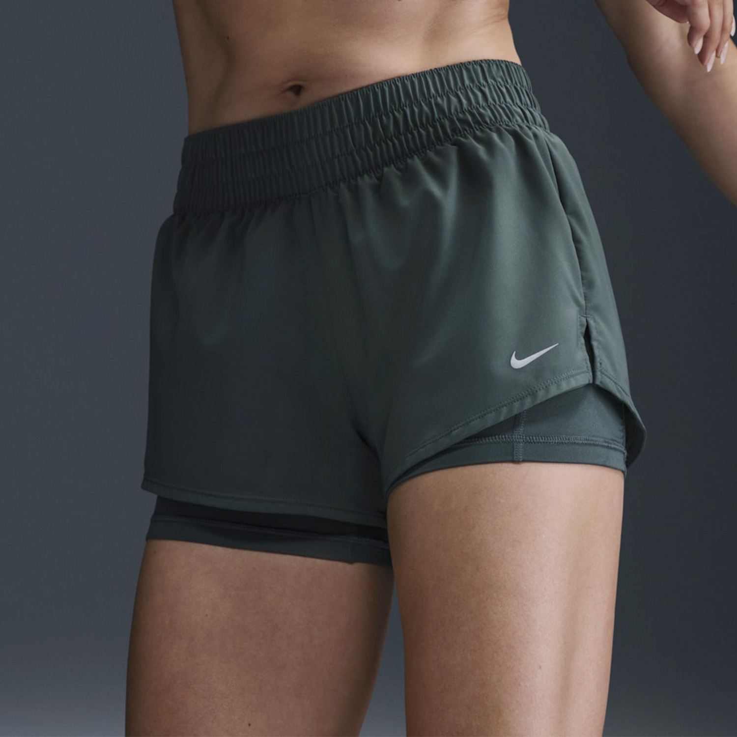 Nike One 2 in 1 3in Shorts - Vintage Green/Reflective Silver