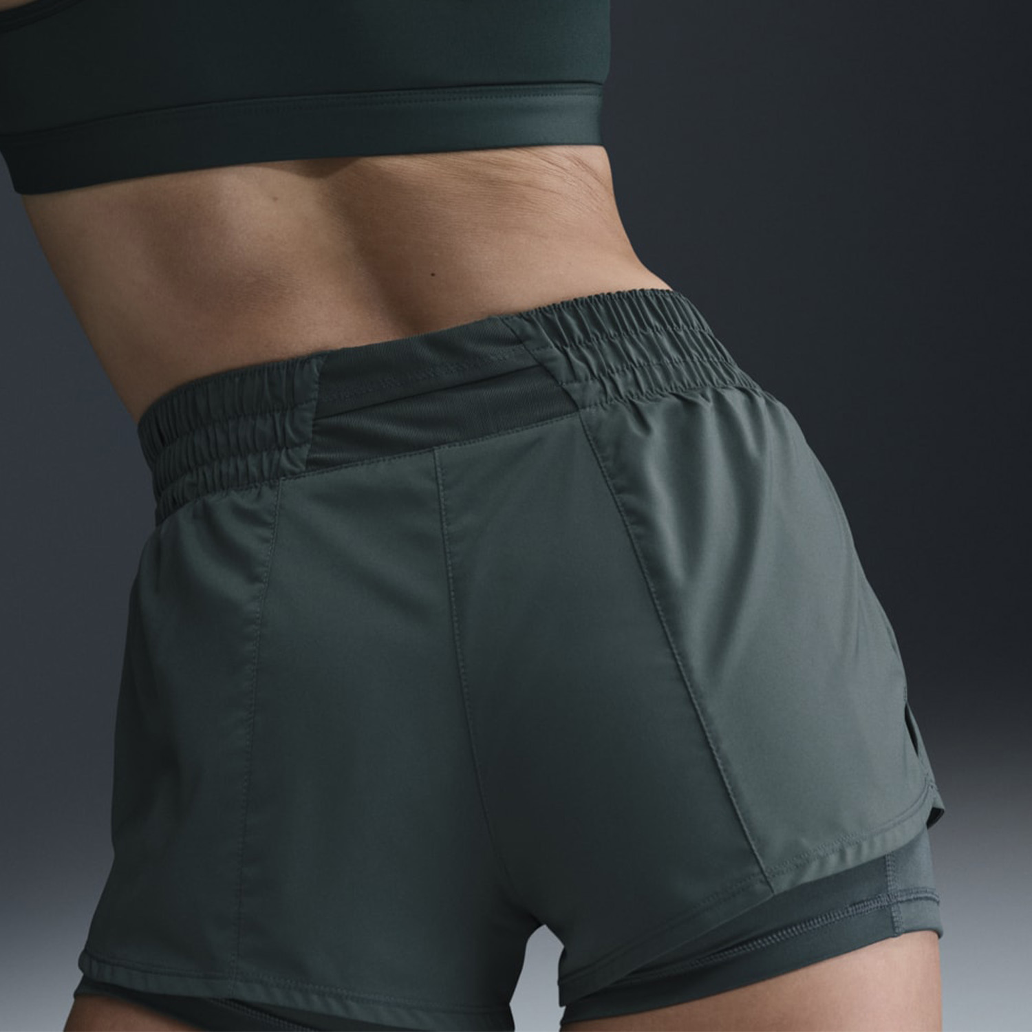 Nike One 2 in 1 3in Shorts - Vintage Green/Reflective Silver