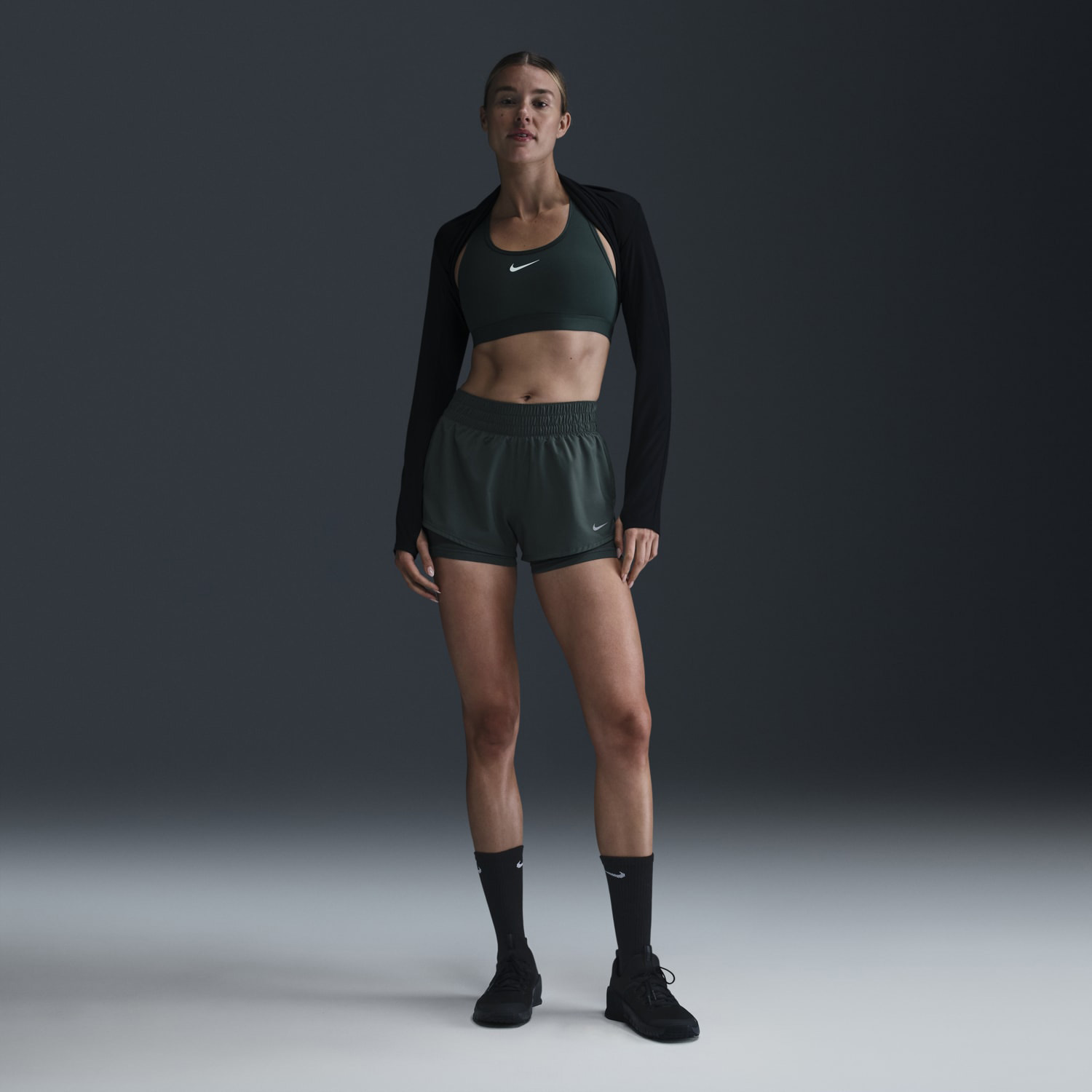 Nike One 2 in 1 3in Shorts - Vintage Green/Reflective Silver