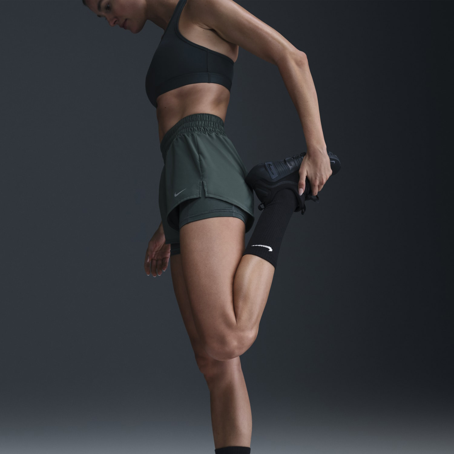 Nike One 2 in 1 3in Shorts - Vintage Green/Reflective Silver