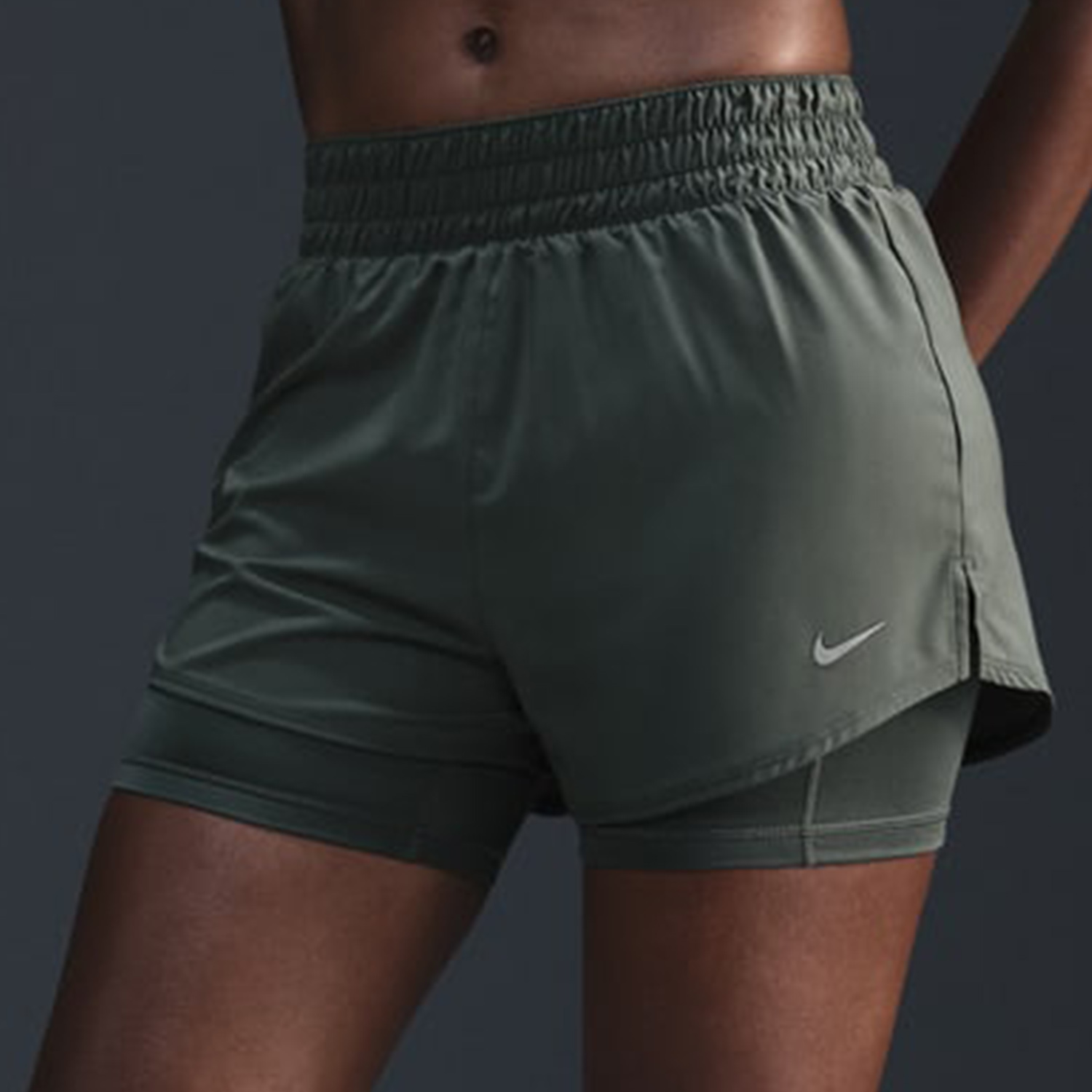 Nike Classic One 2 in 1 3in Shorts - Vintage Green/Reflective Silver