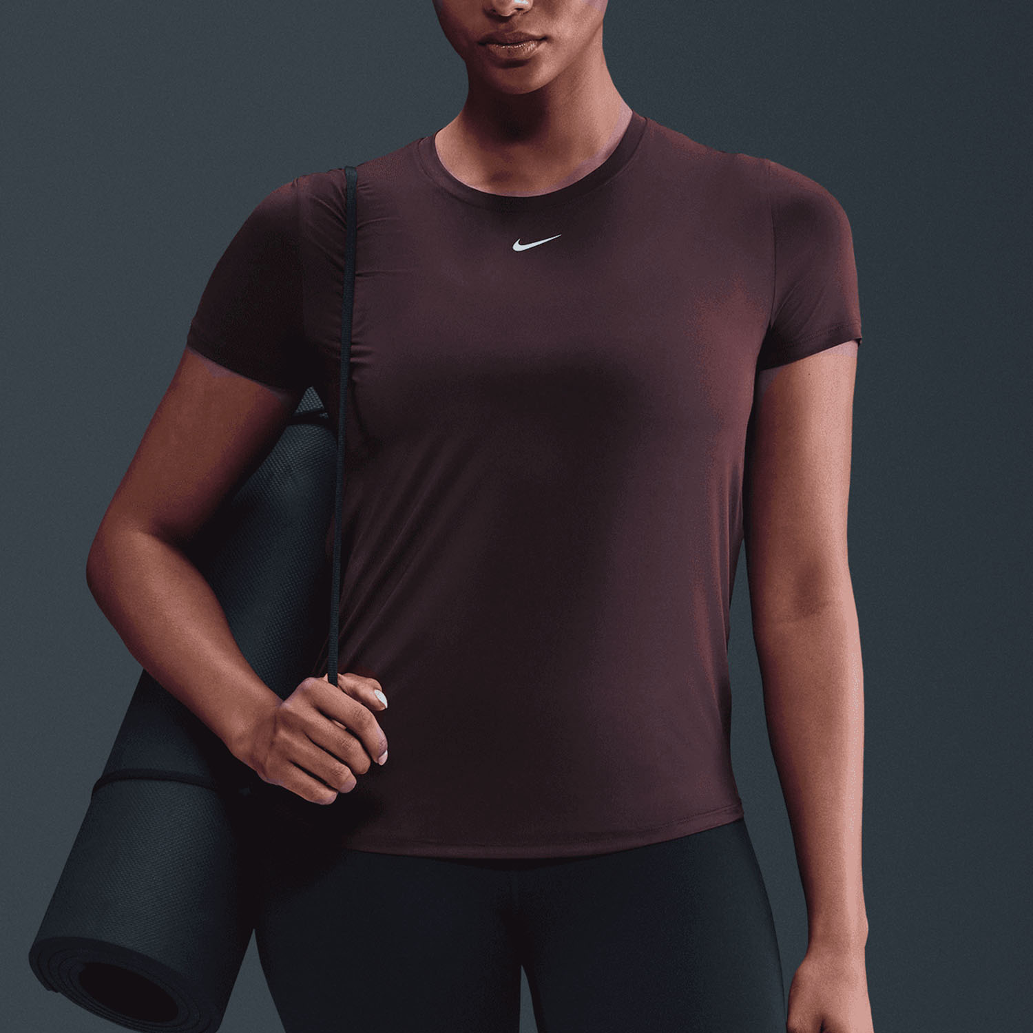 Nike One T-Shirt - Burgundy Crush/White