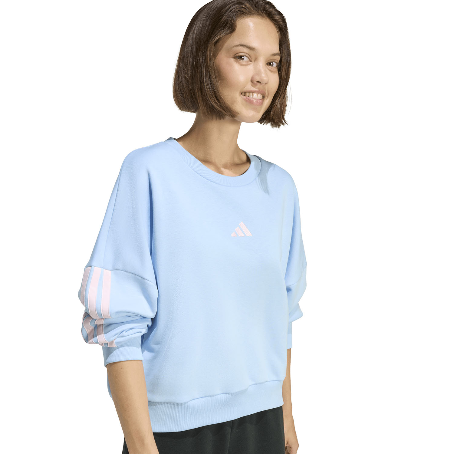 adidas 3 Stripes Sudadera - Glow Blue/Clear Pink