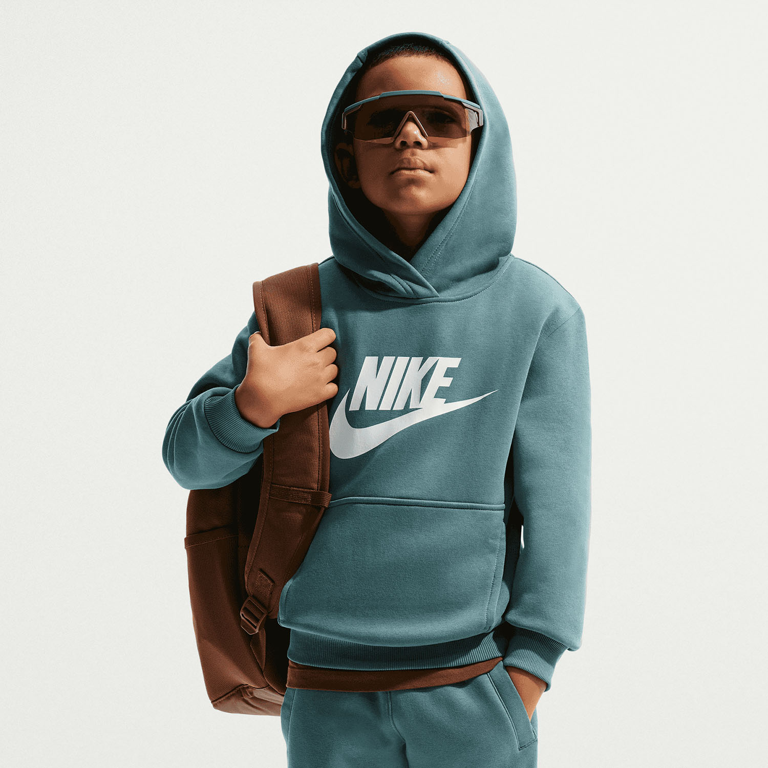 Nike Club Pro Felpa Bambini - Mineral Slate/White