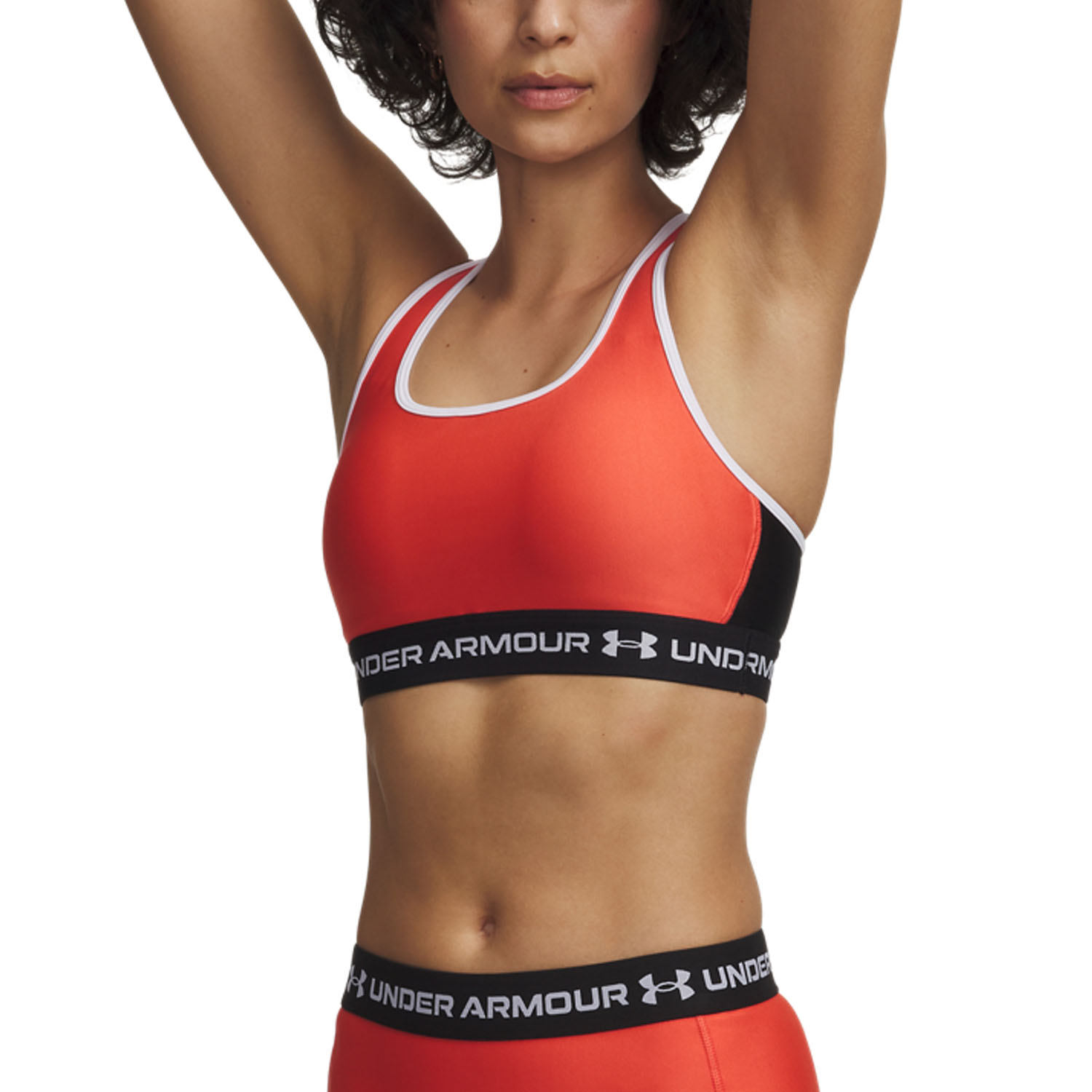 Under Armour Crossback Mid Reggiseno Sportivo - Venom Red/Black/White