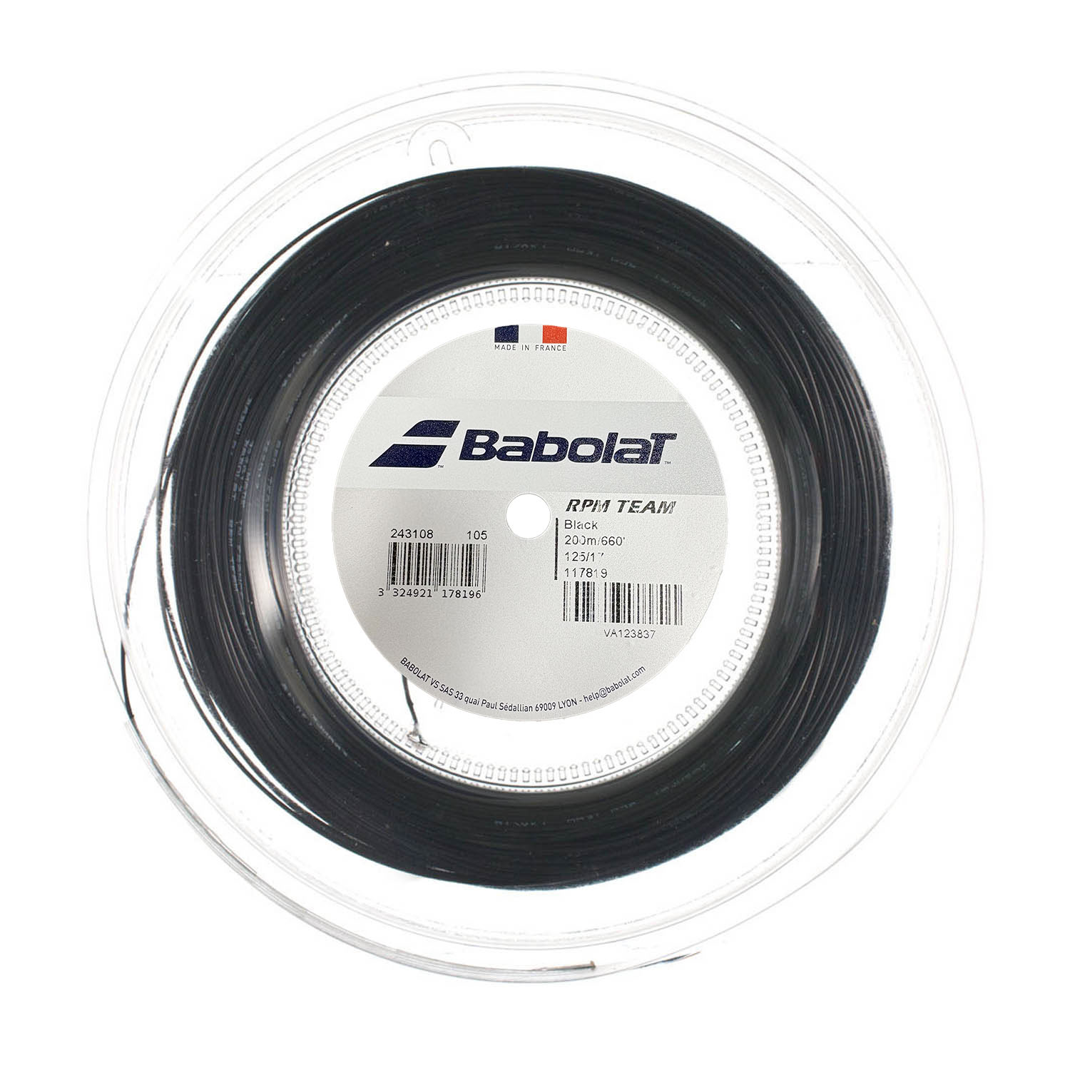 Babolat RPM Team 1.25 200 m Reel - Black