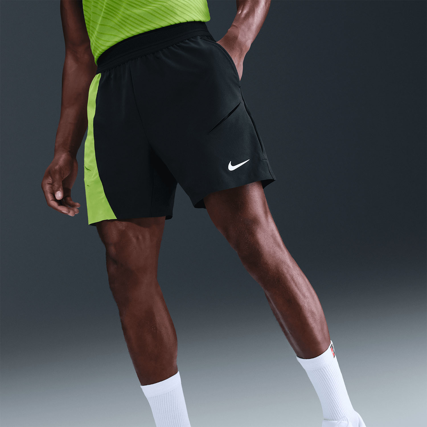 Nike Dri-FIT Court Slam 6in Pantaloncini - Black/Mean Green/White