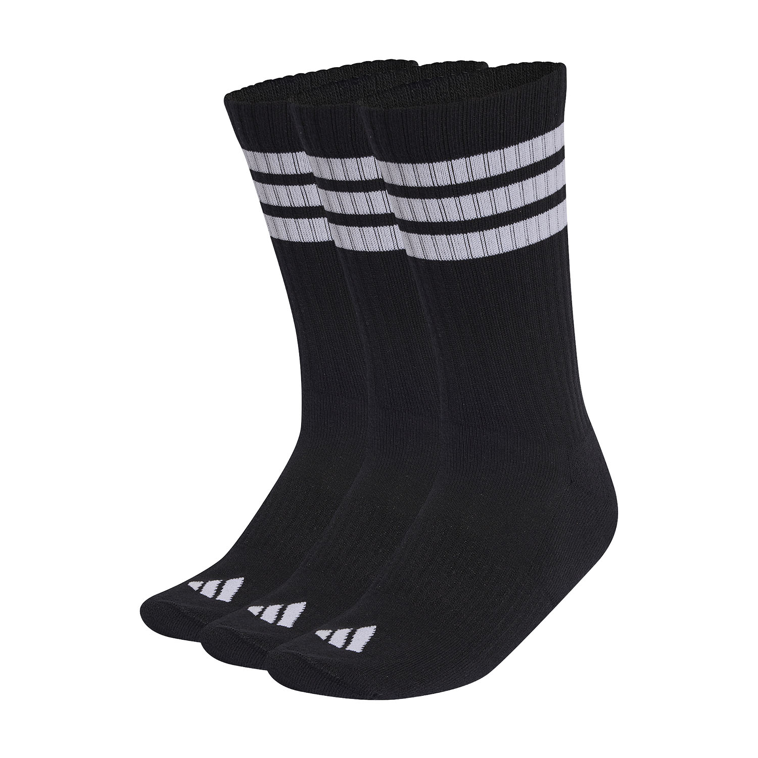 adidas 3 Stripes Cushioned Crew x 3 Calze - Black/White