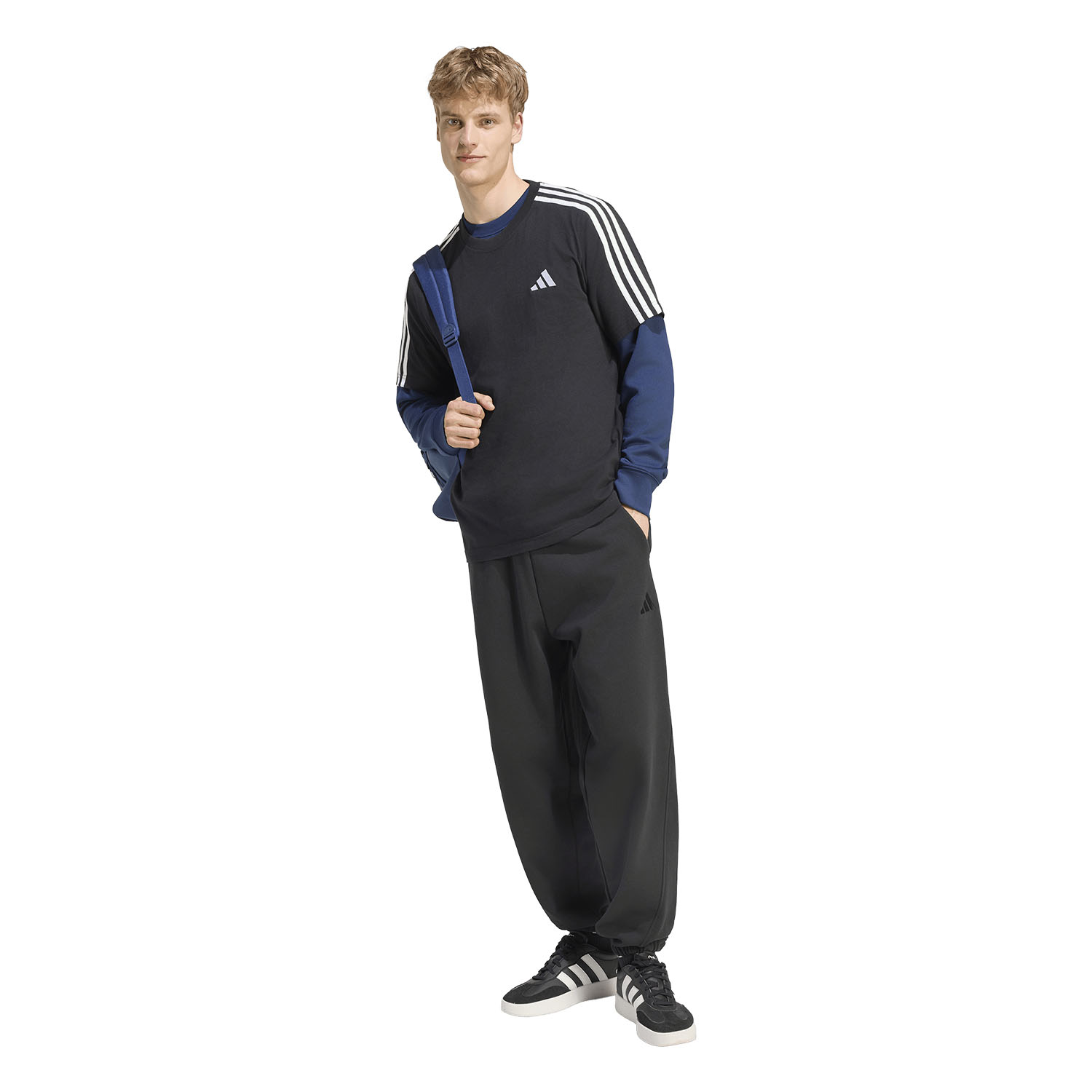 adidas Essentials 3 Stripes Single Maglietta - Black/White