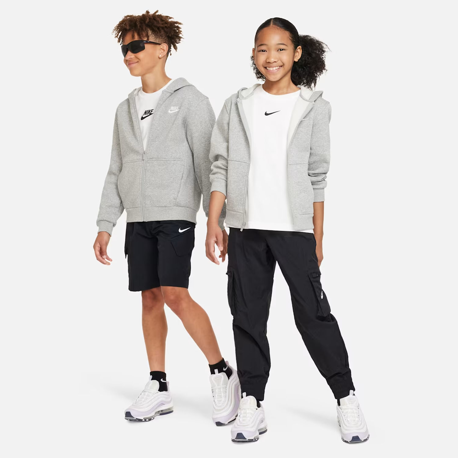Nike Club Sudadera Niños - Dark Grey Heather/Base Grey/White