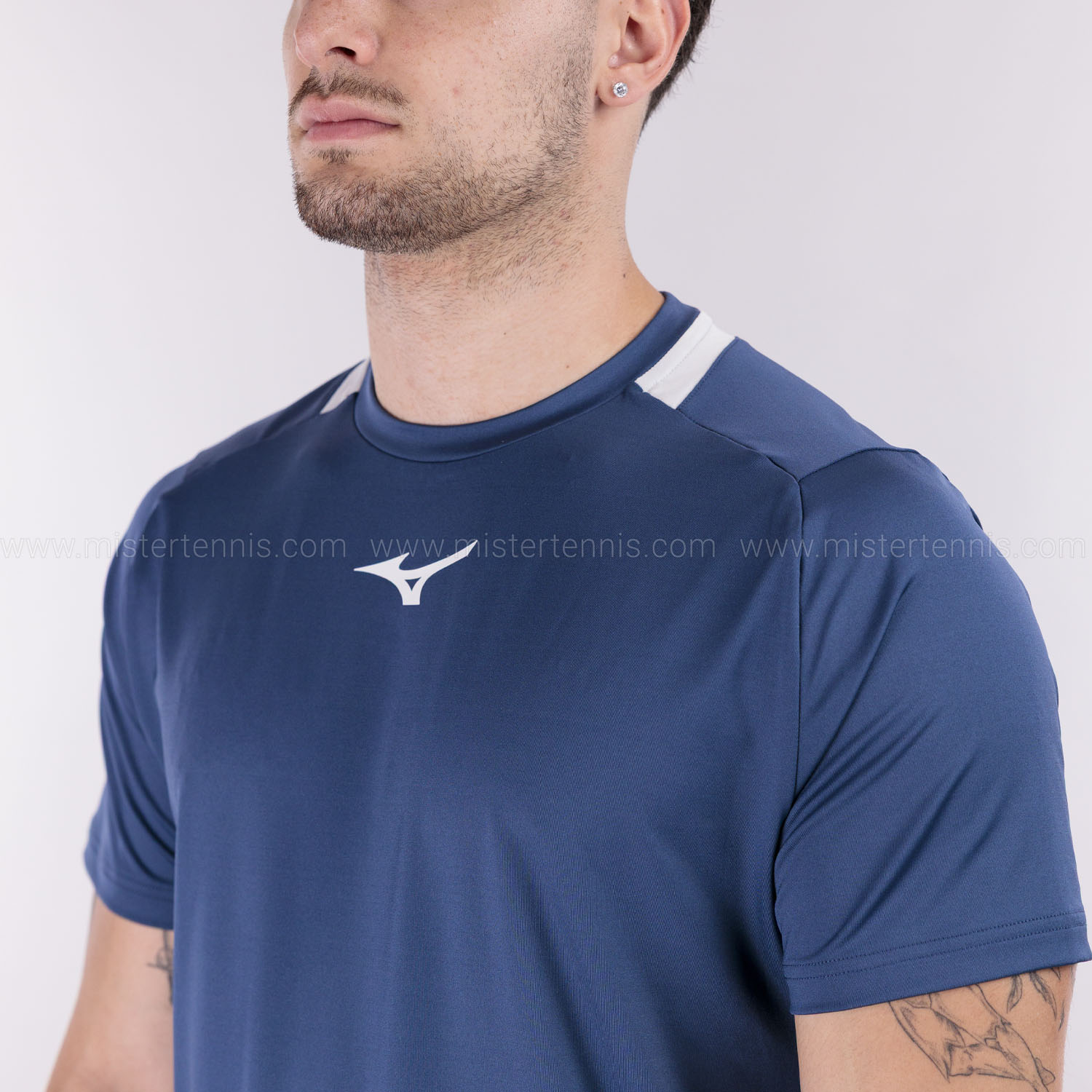 Mizuno Logo T-Shirt - Insignia Blue/Cloudscape