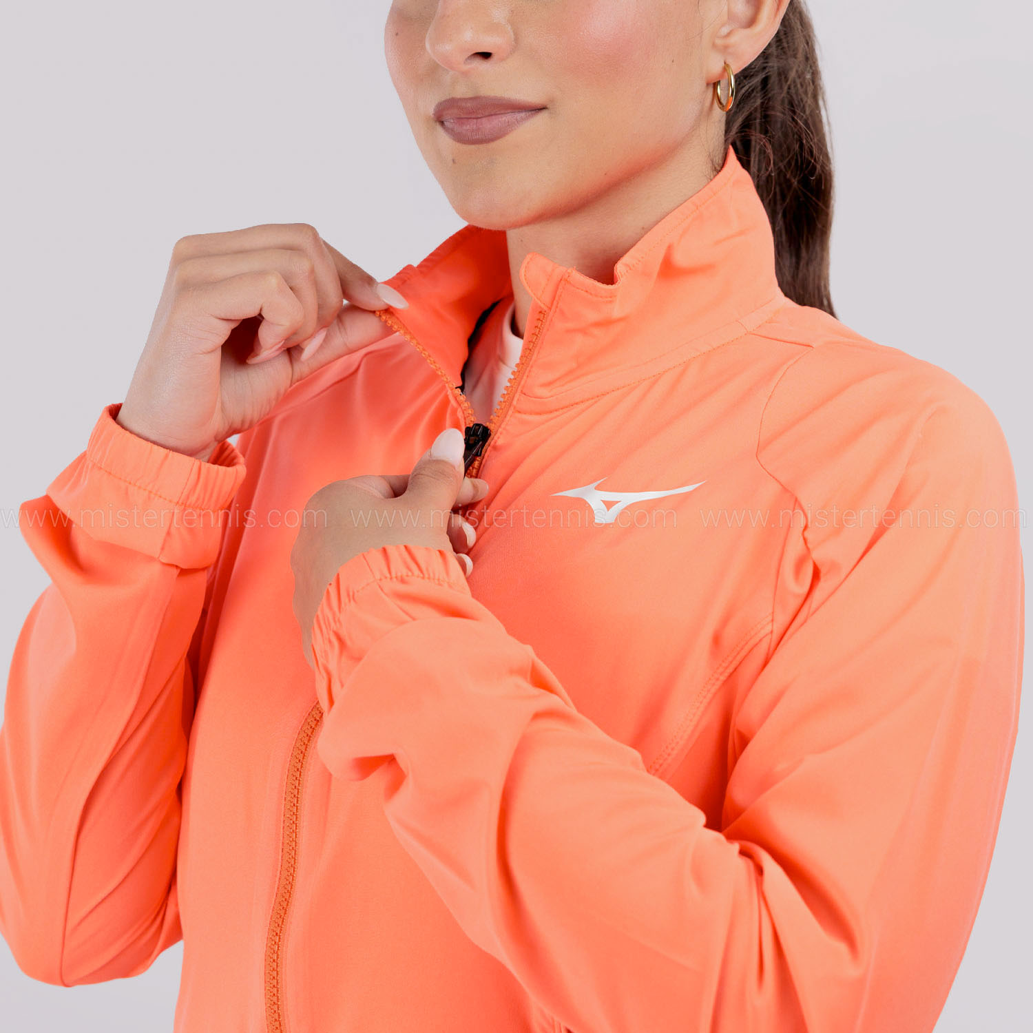 Mizuno Frontier Shadow Logo Jacket - Lava Orange