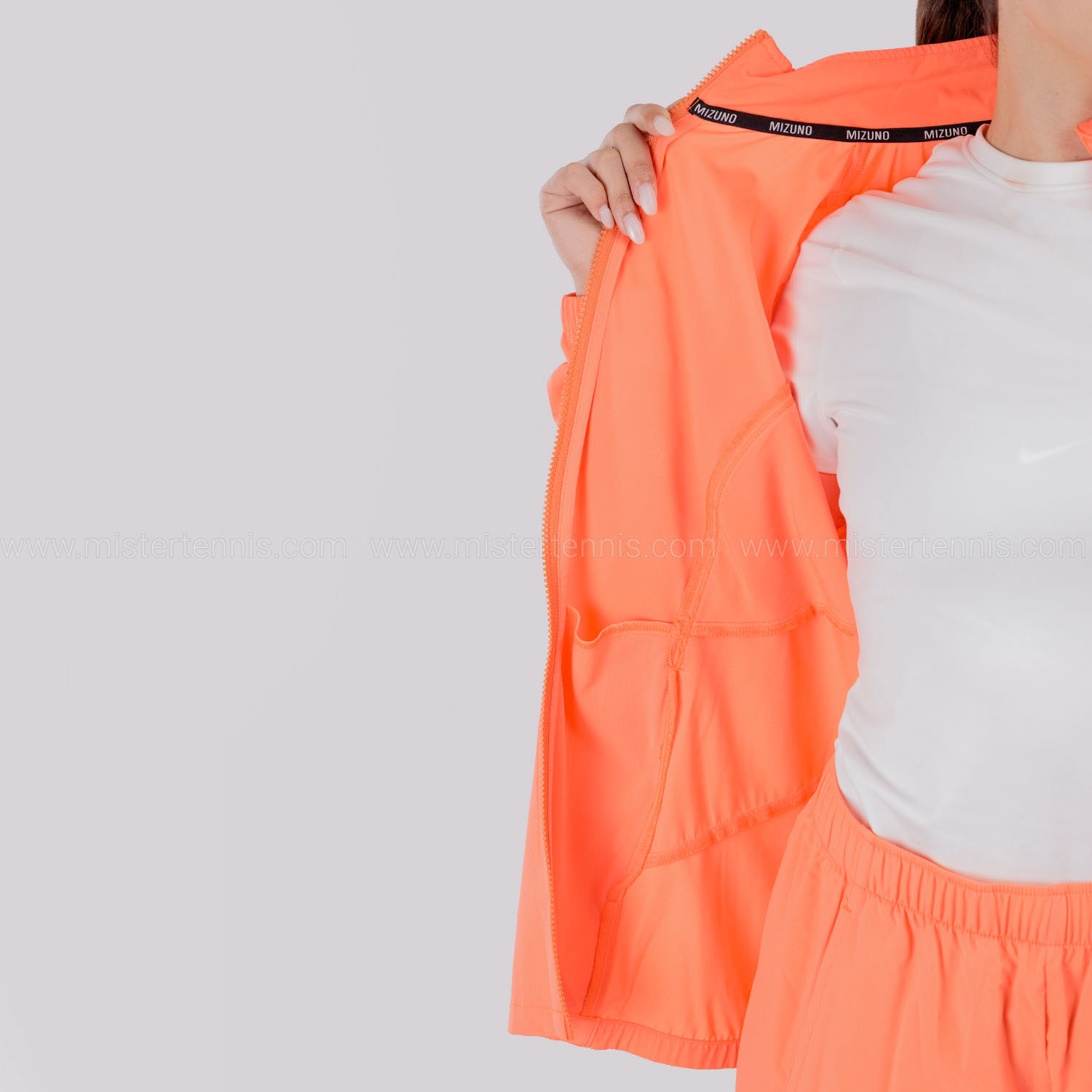 Mizuno Frontier Shadow Logo Jacket - Lava Orange