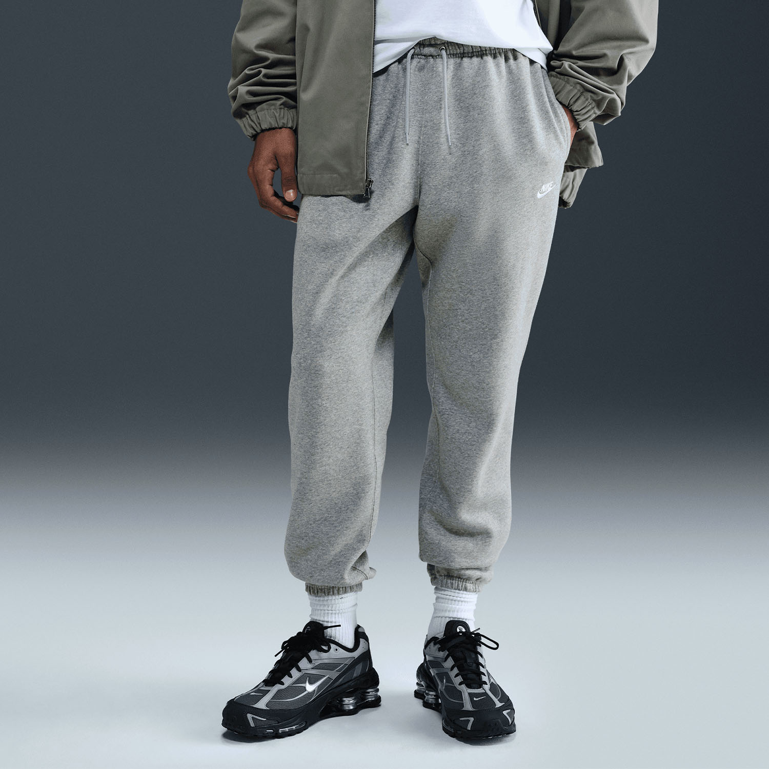 Nike Club Fleece Pants - Dark Grey Heather/Light Smoke Grey/White