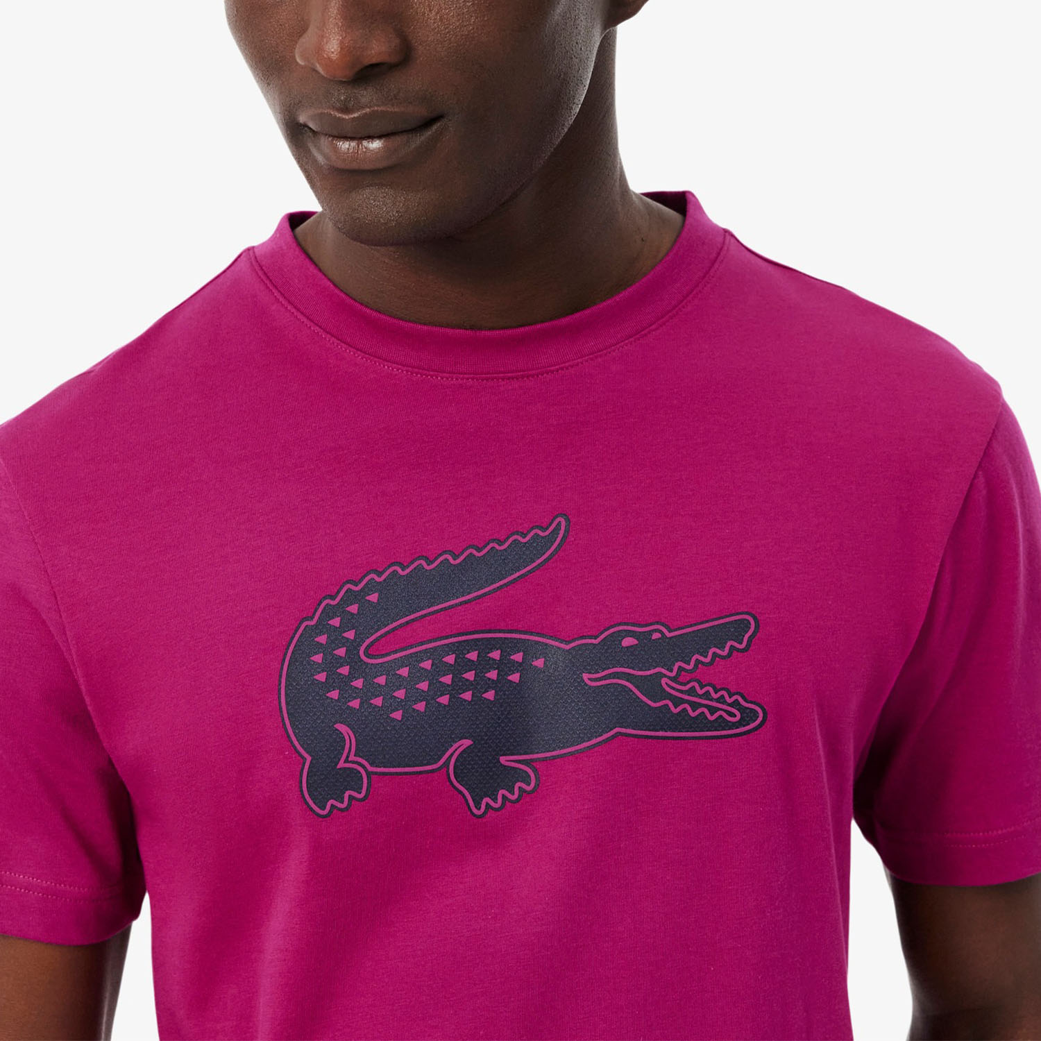 Lacoste Ultra Dry T-Shirt - Rose Fushia/Bleu Marine