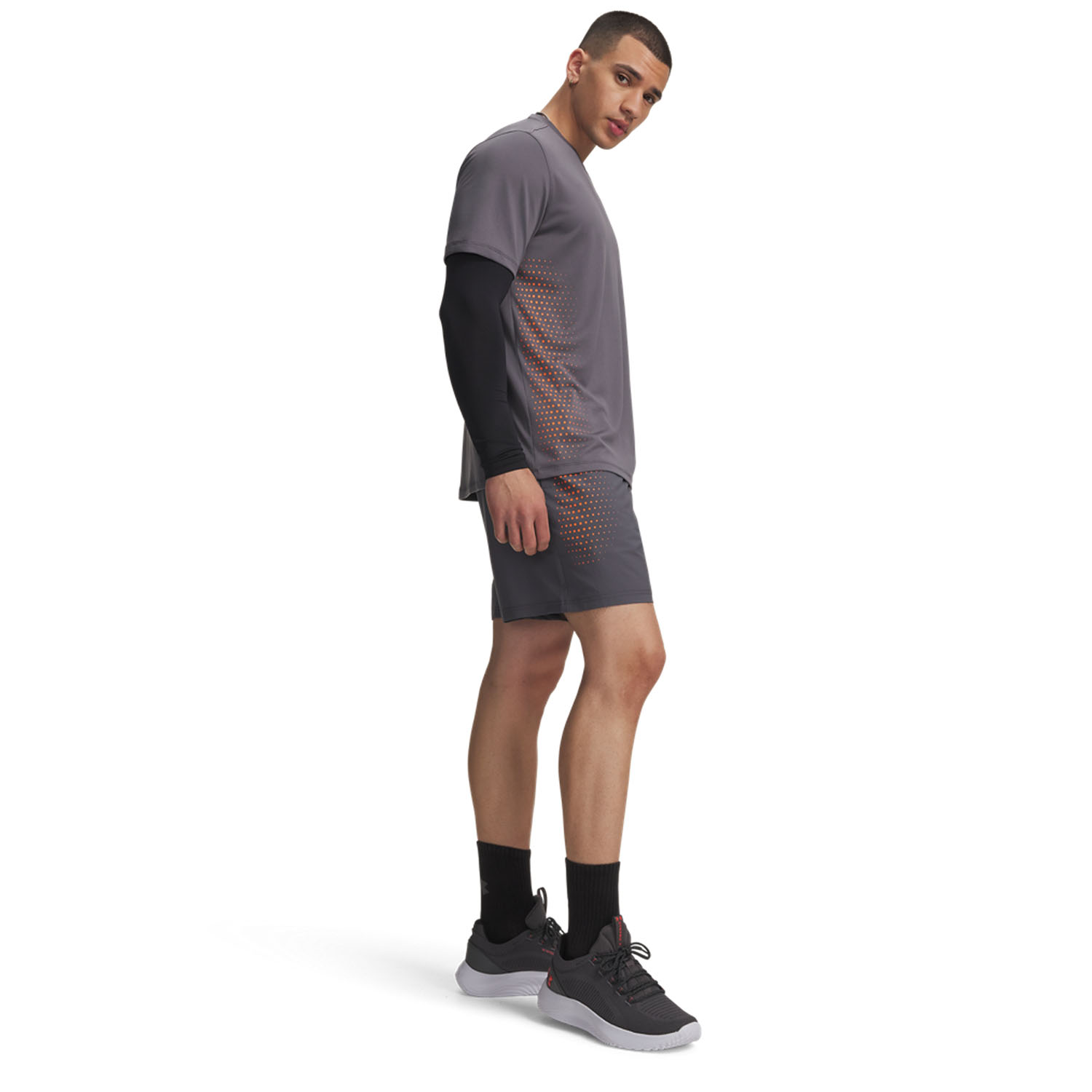 Under Armour Tech Play 7in Shorts - Castlerock/Outrageous Orange