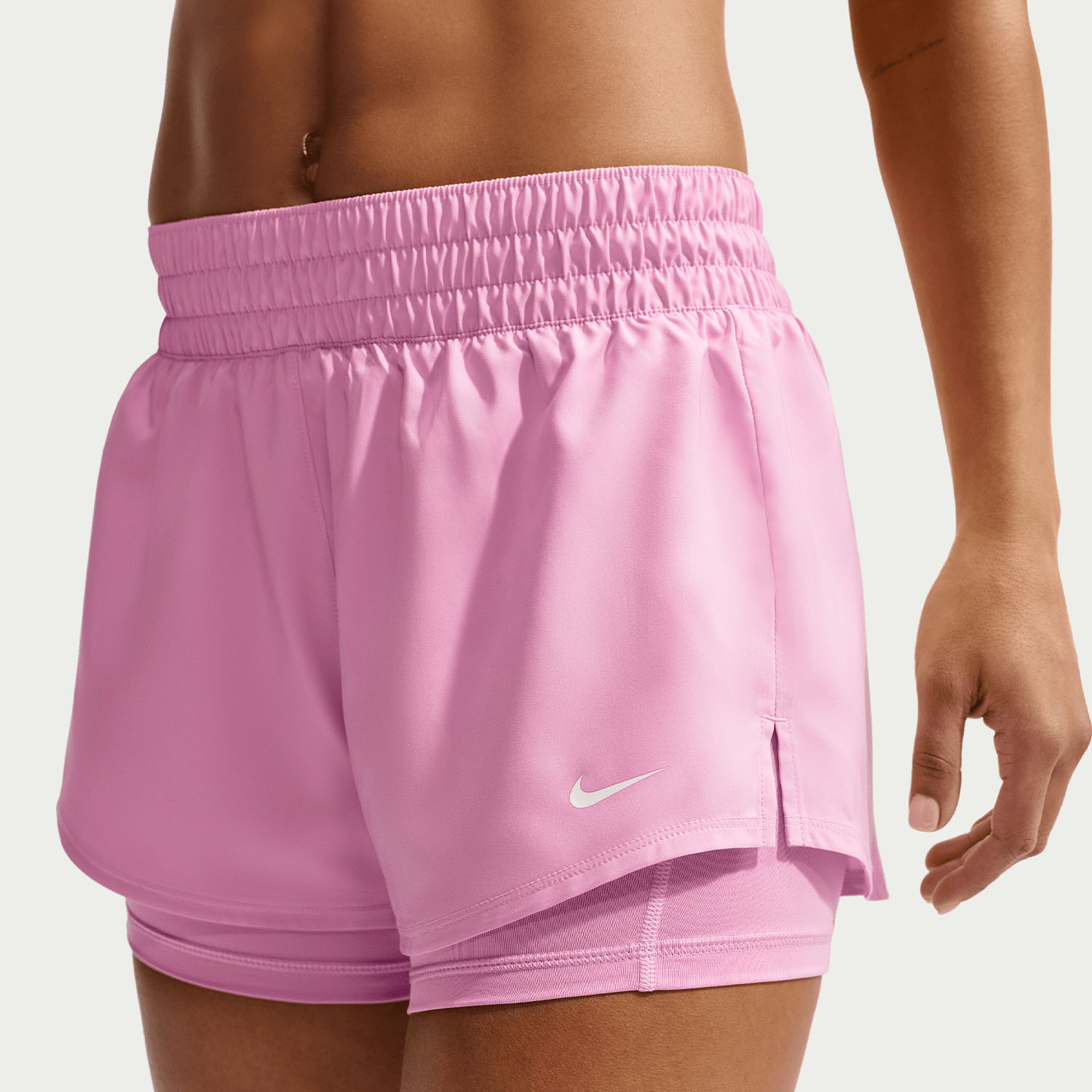 Nike One 2 in 1 3in Shorts - Pink Rise/White