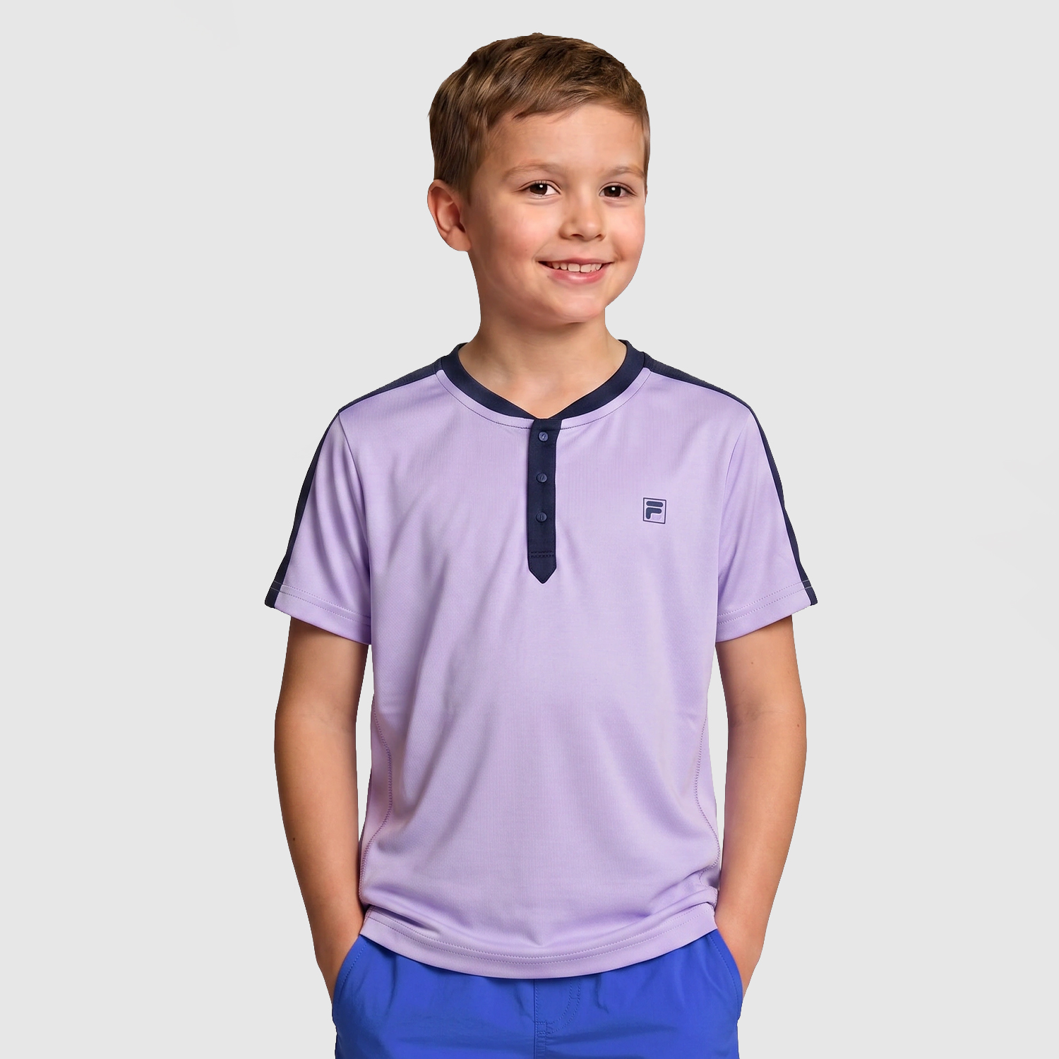 Fila Taavi Polo Boy - Lavender/Aqua Blue Graphic Comb